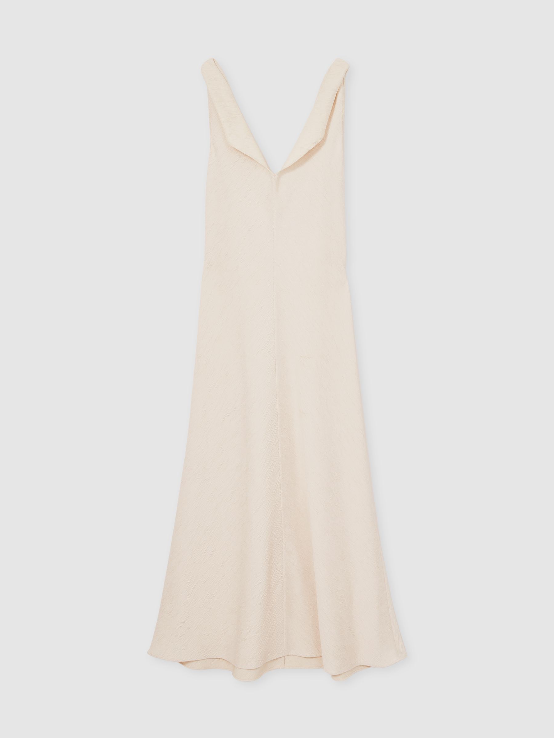 Textured Drape-Neck Midi Dress in Cream