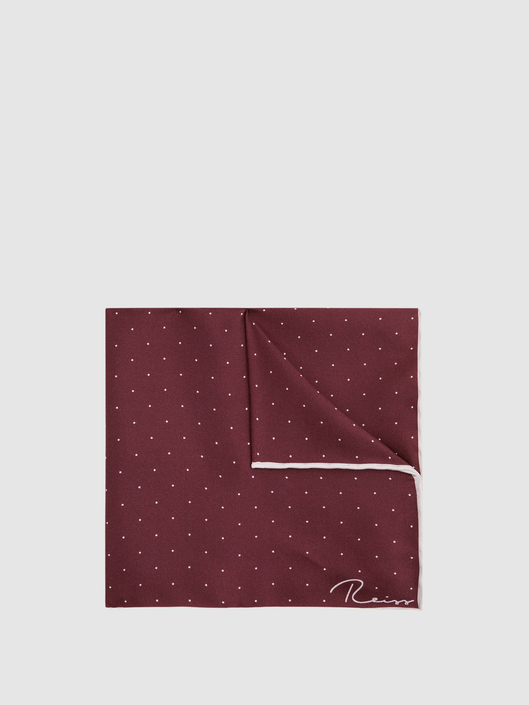 Polka Dot Silk Pocket Square in Burgundy