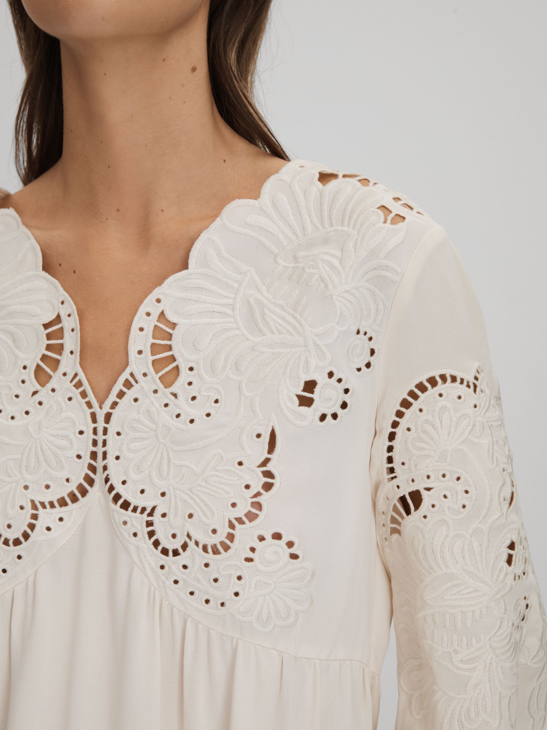 Lace Cut-Out Blouse in Cream