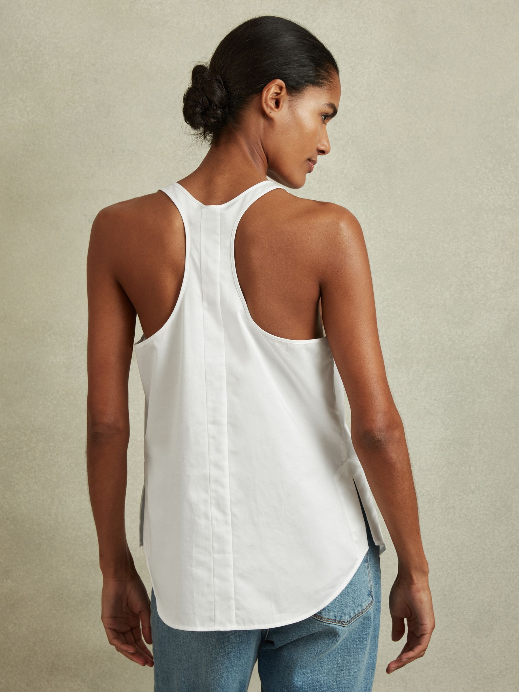 Relaxed Cotton Scoop Neck Vest in Ivory