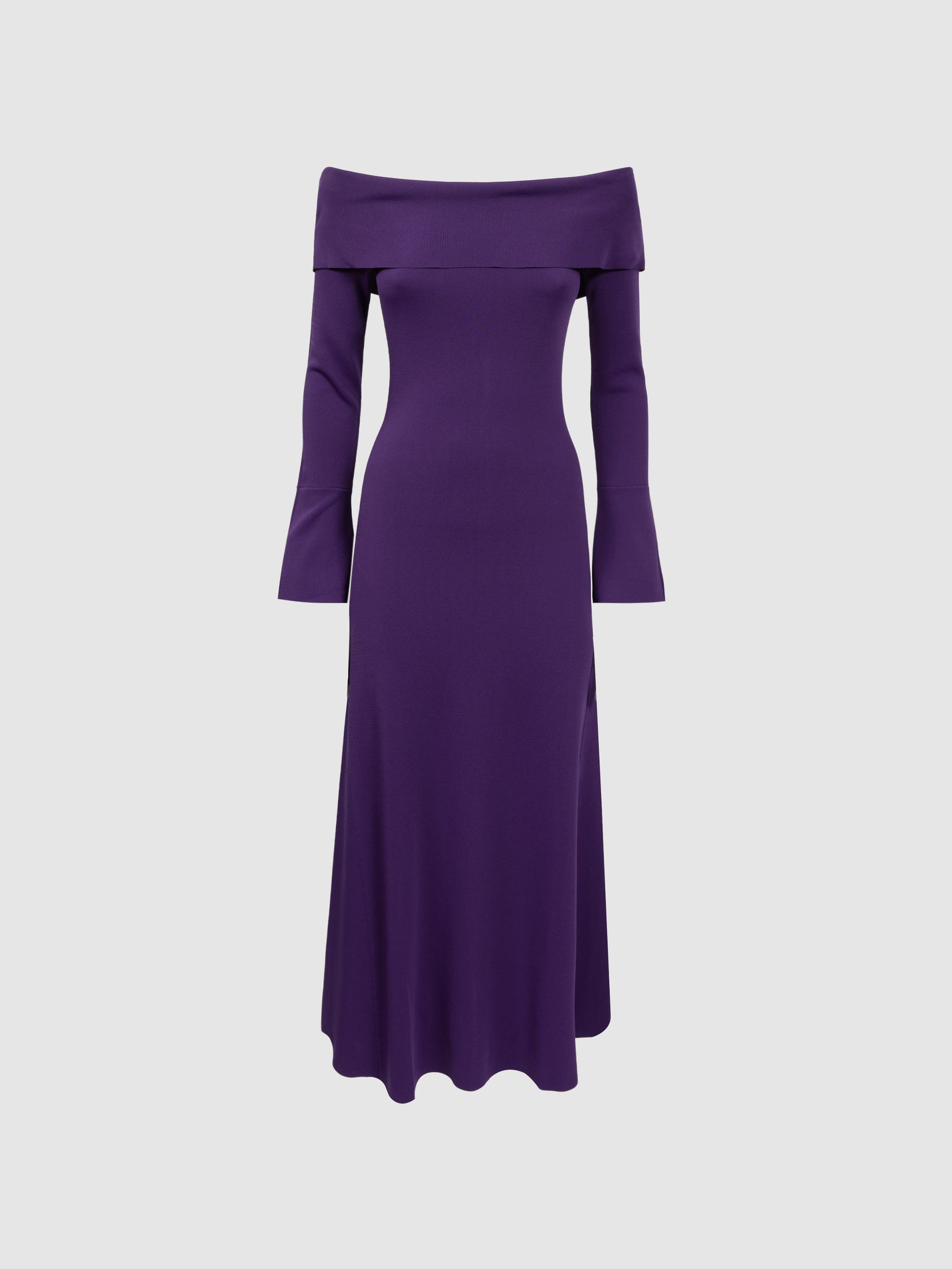 Florere Knitted Strapless Maxi Dress in Dark Purple