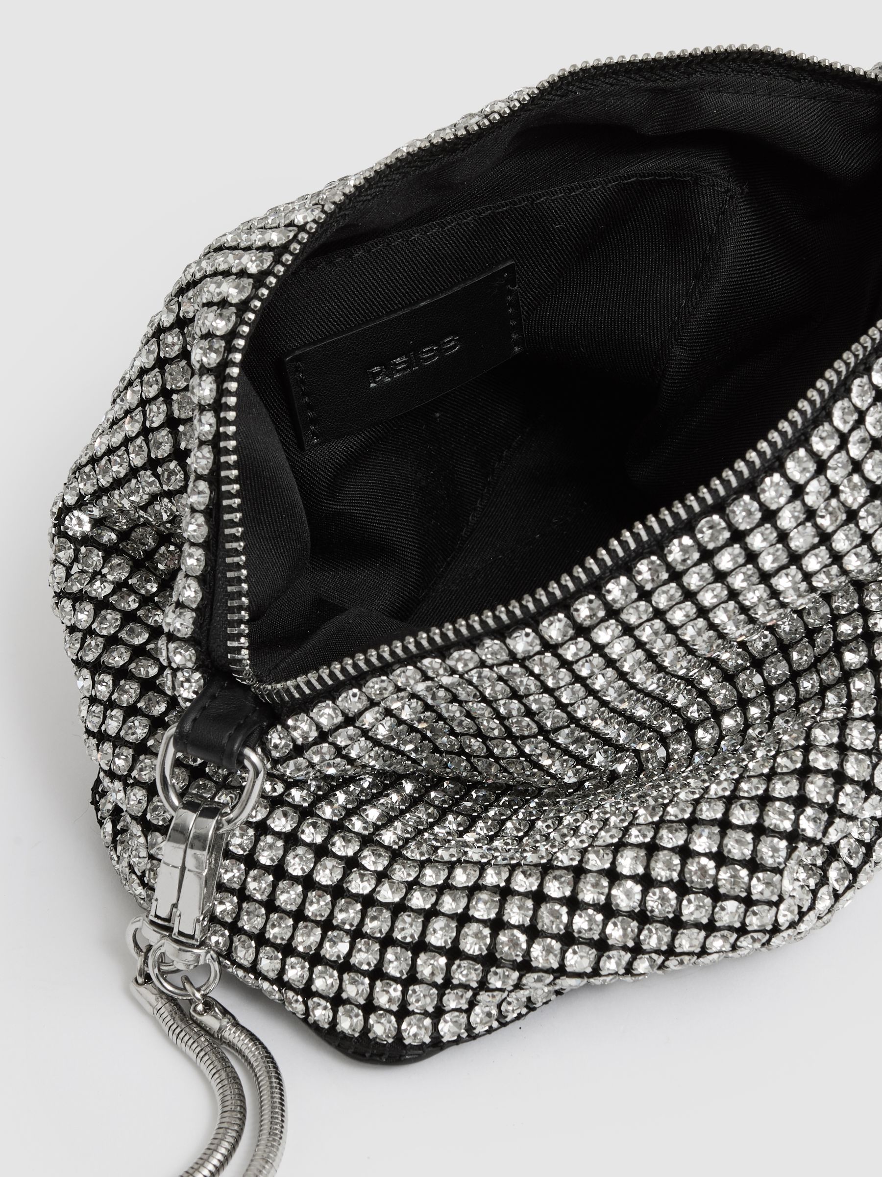 Crystal Bracelet Pouch Bag in Silver