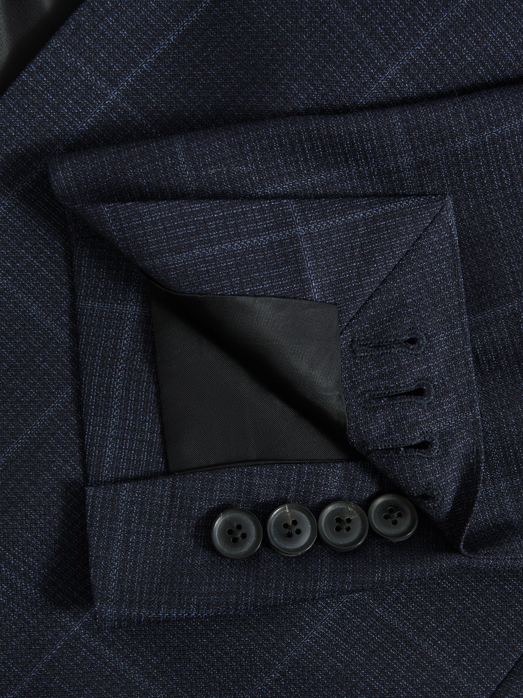 Klink Navy Wool Check Single Breasted Slim Fit Blazer