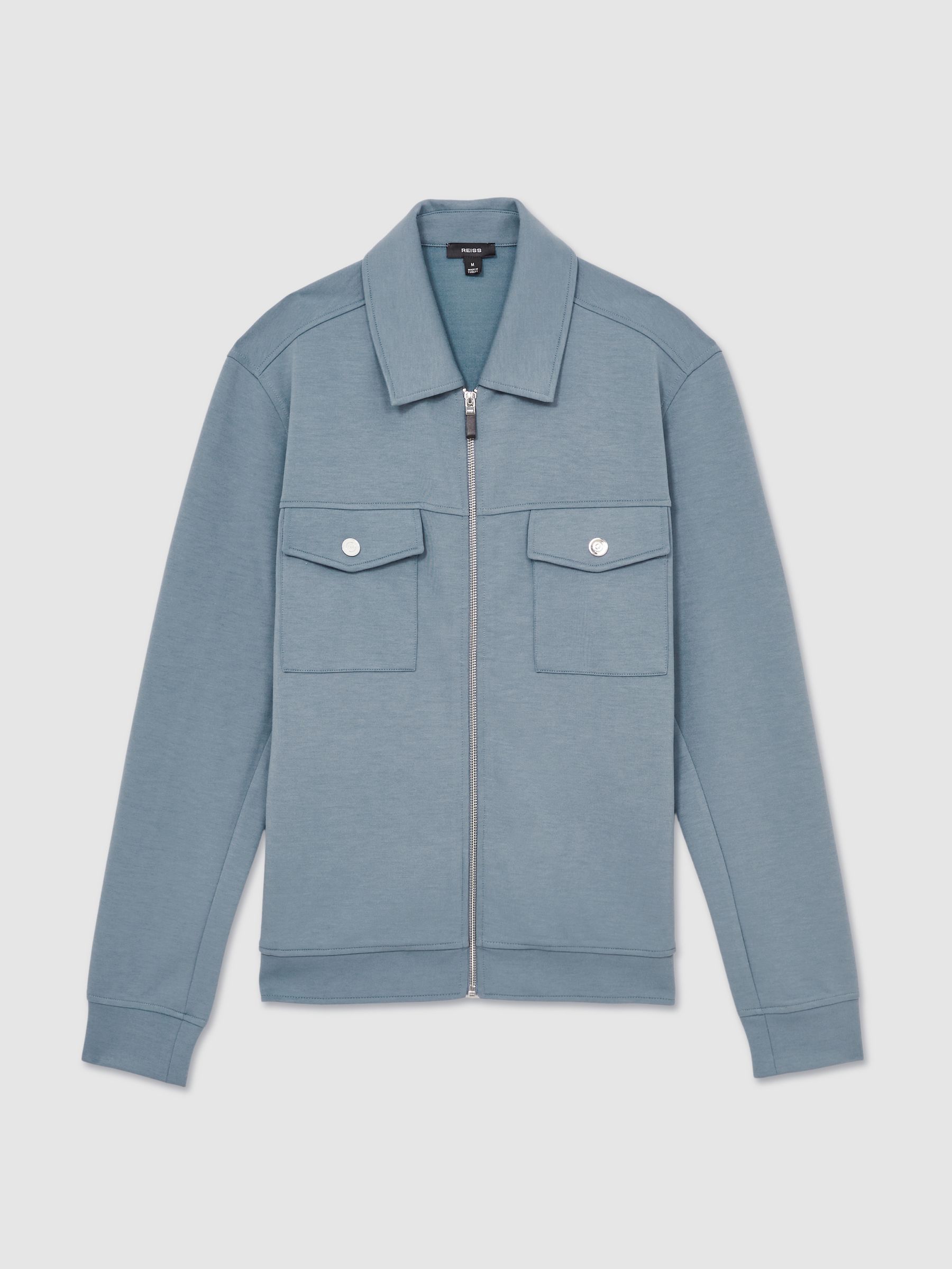 Interlock Jersey Zip-Through Jacket in Airforce Blue