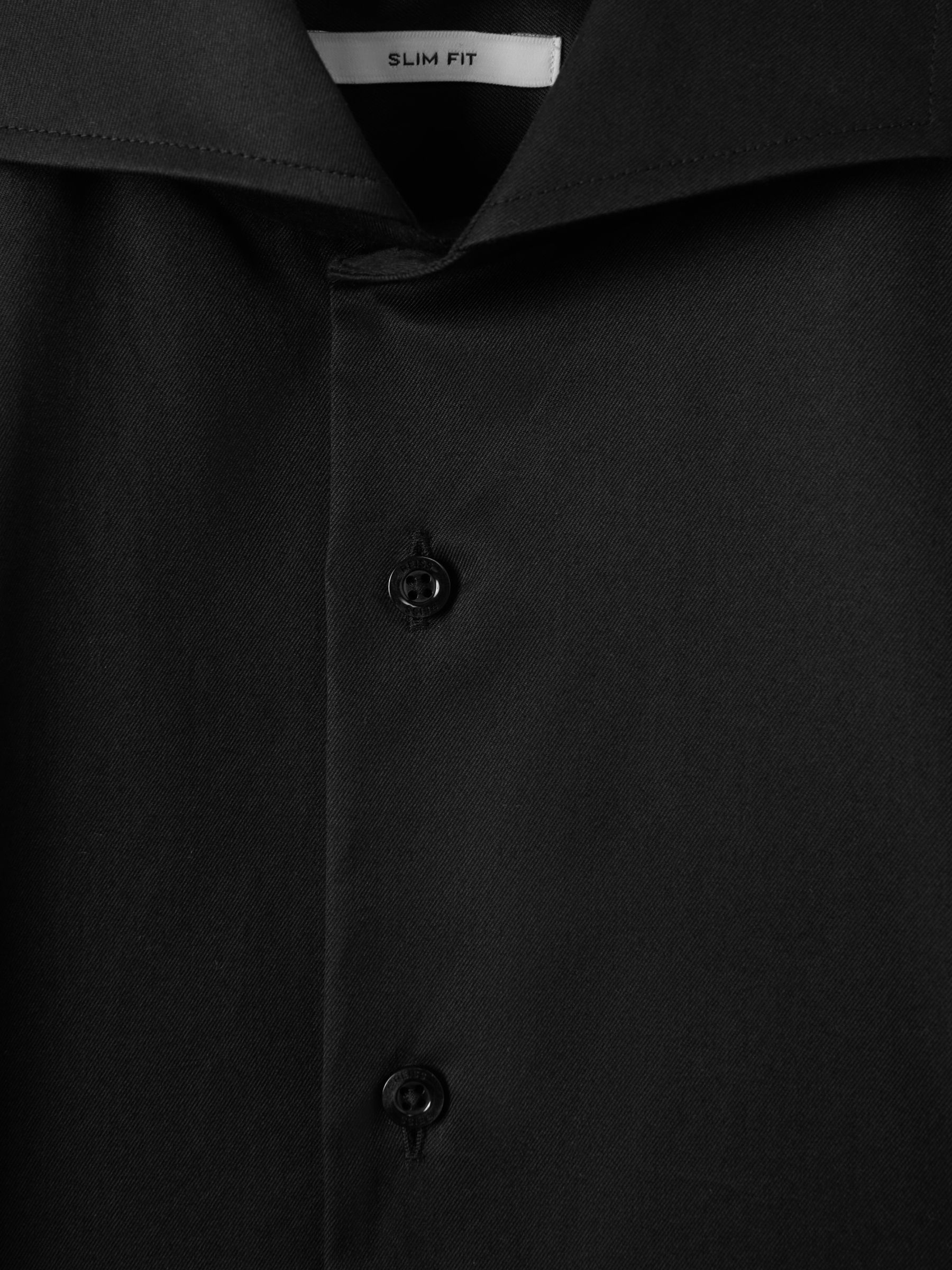Slim Fit Cotton-Twill Two-Fold Shirt Slim-Fit in Black