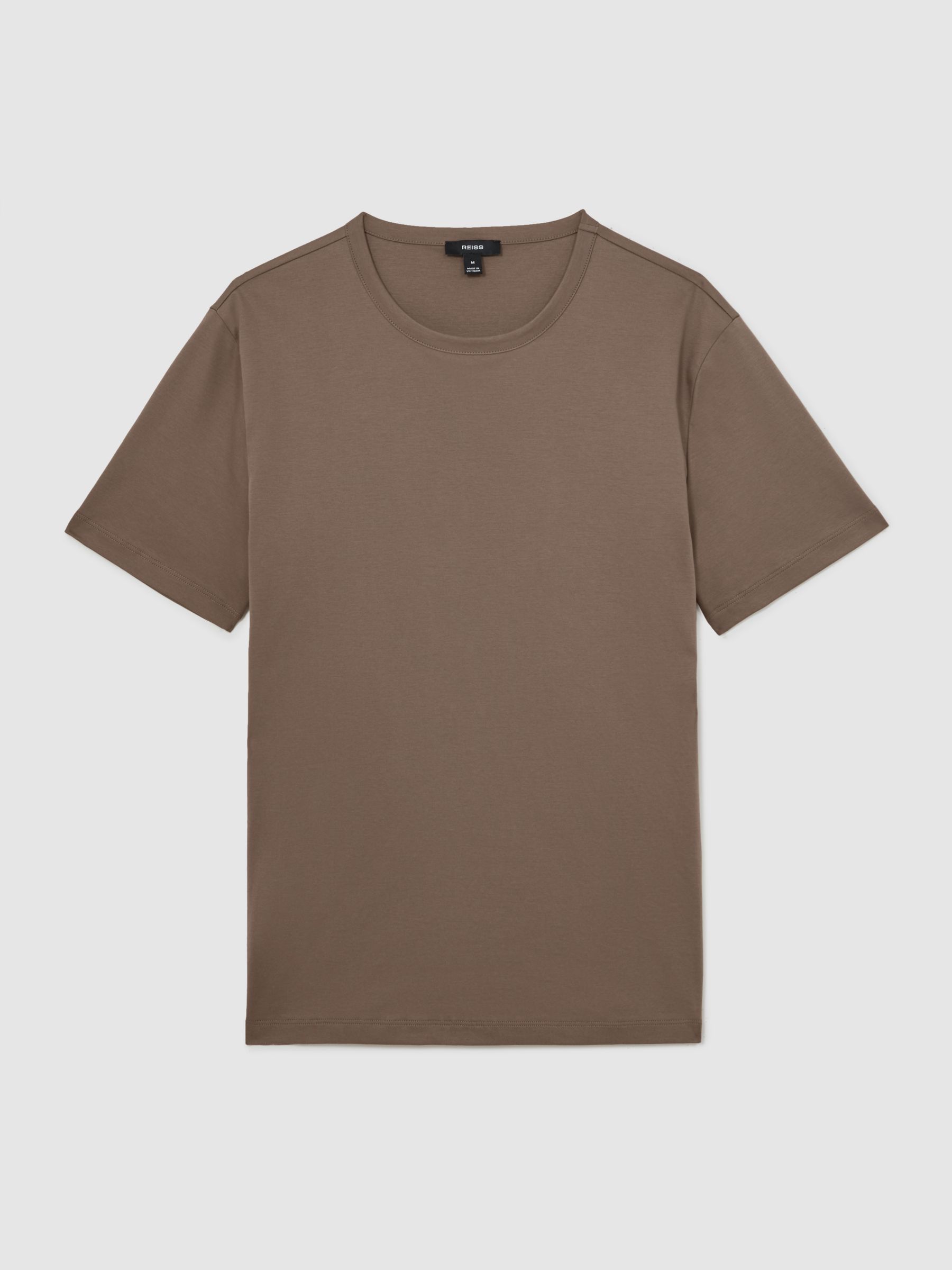 Airwater-Cotton Crew-Neck T-Shirt in Taupe Brown