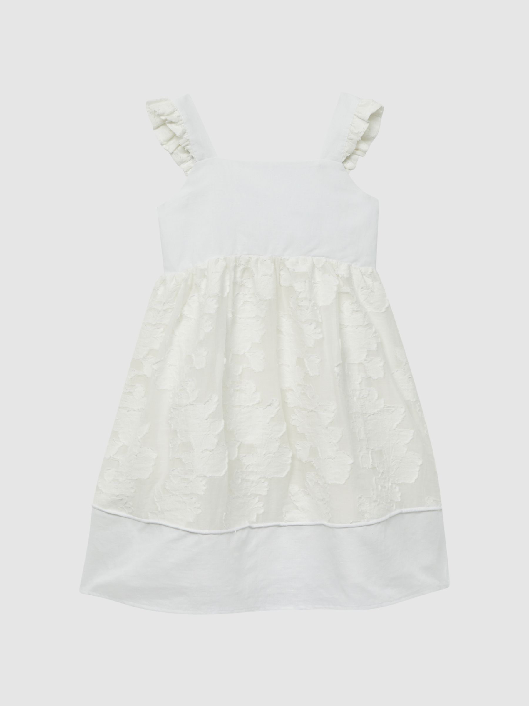 Lace Detail Bow Back Dress in White