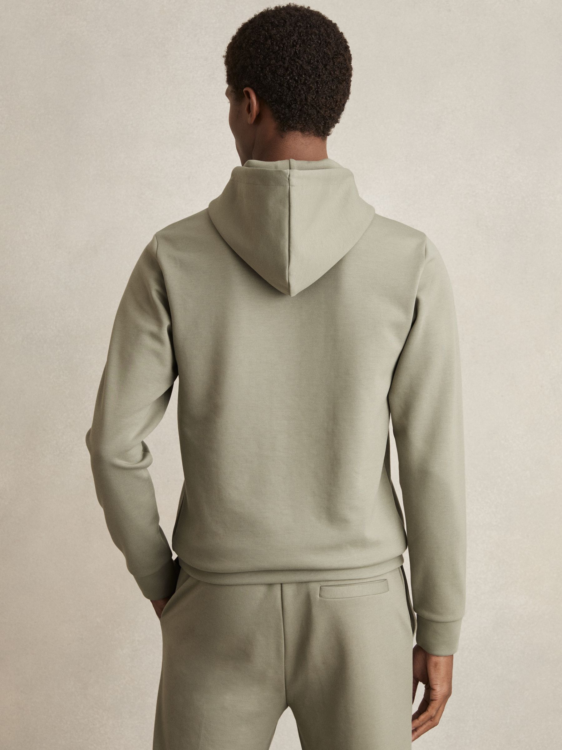 Interlock Jersey Drawstring Hoodie in Sage