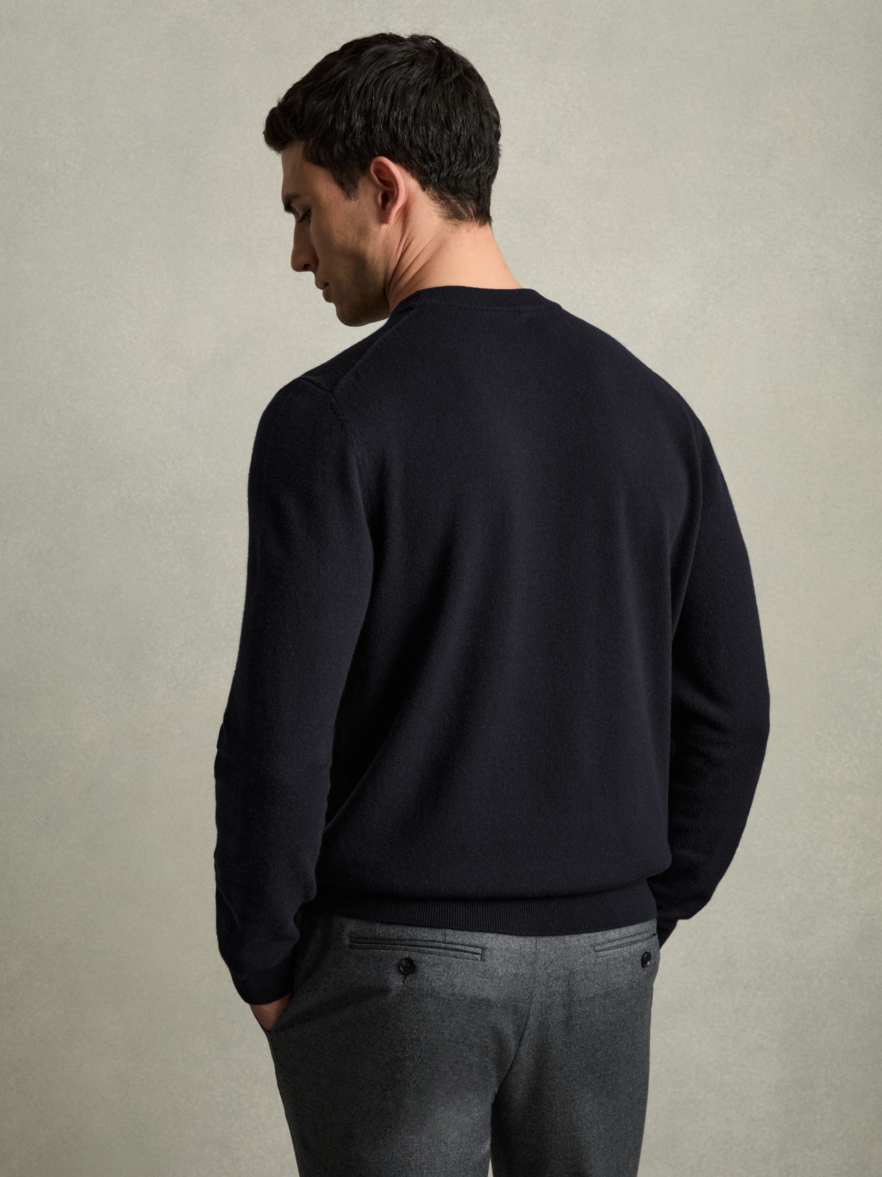 Wool Argyle Crew-Neck Jumper in Navy