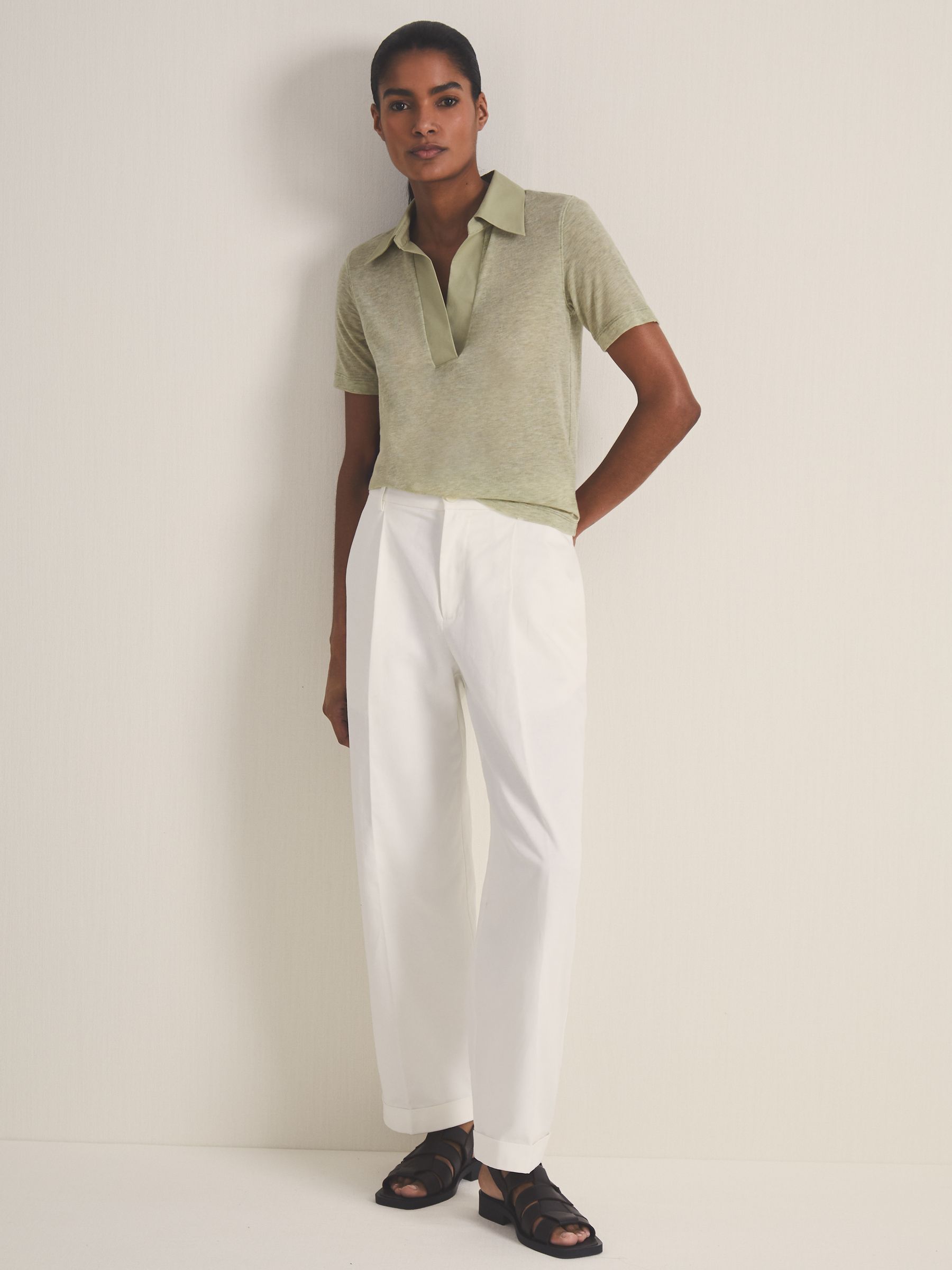 Reiss | Les 100 Ciels Polo Shirt With Cashmere in Sage