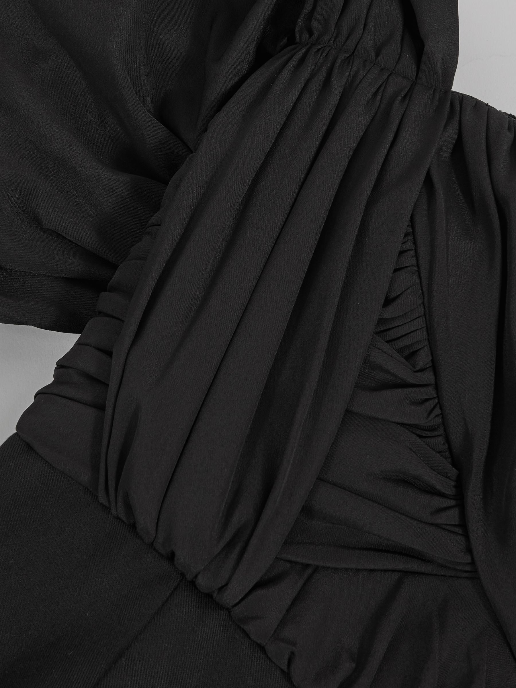 Bardot Sculpted Bodice Midi Dress With Linen in Black