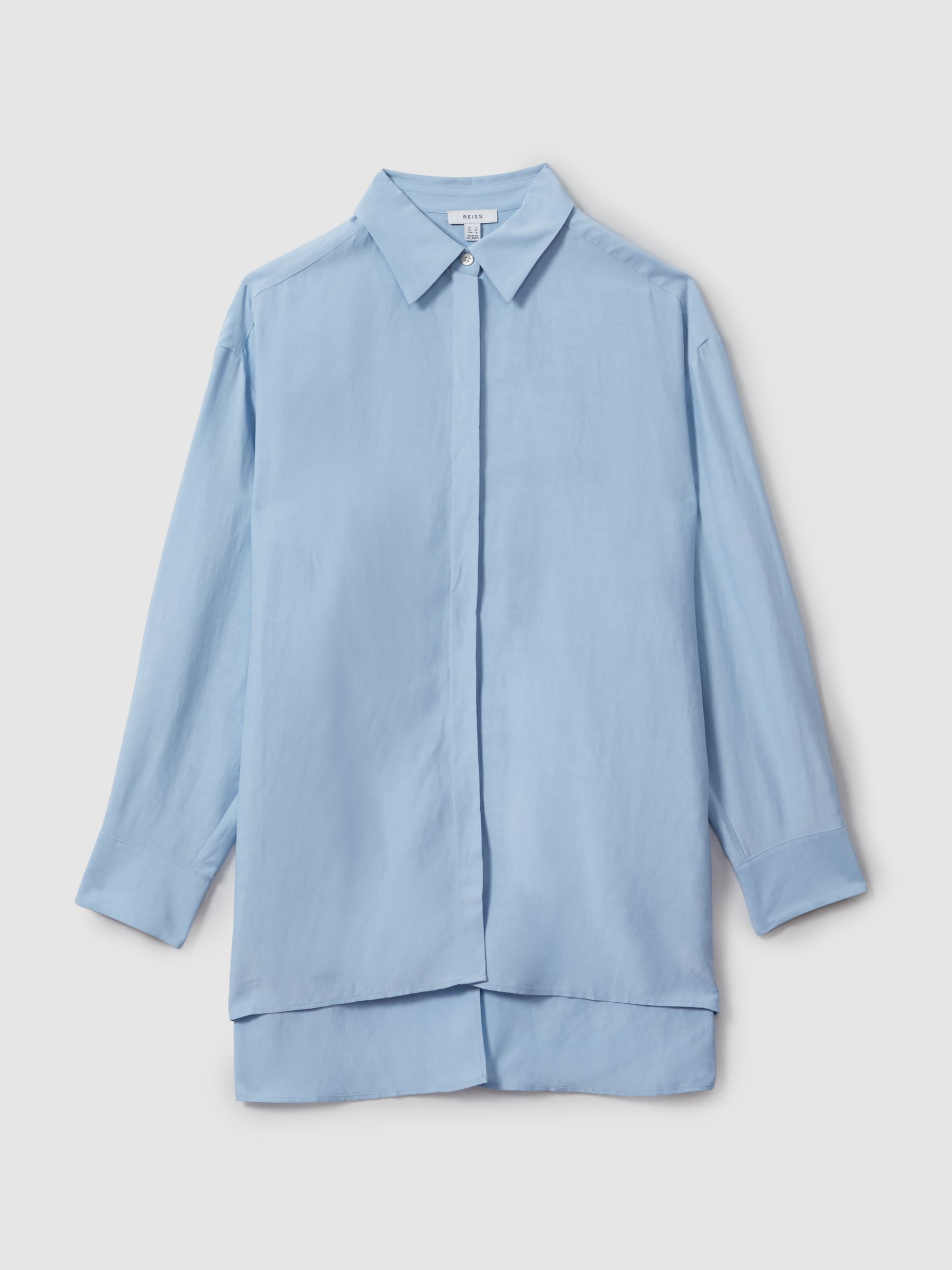 Oversized Shirt With Linen in Blue