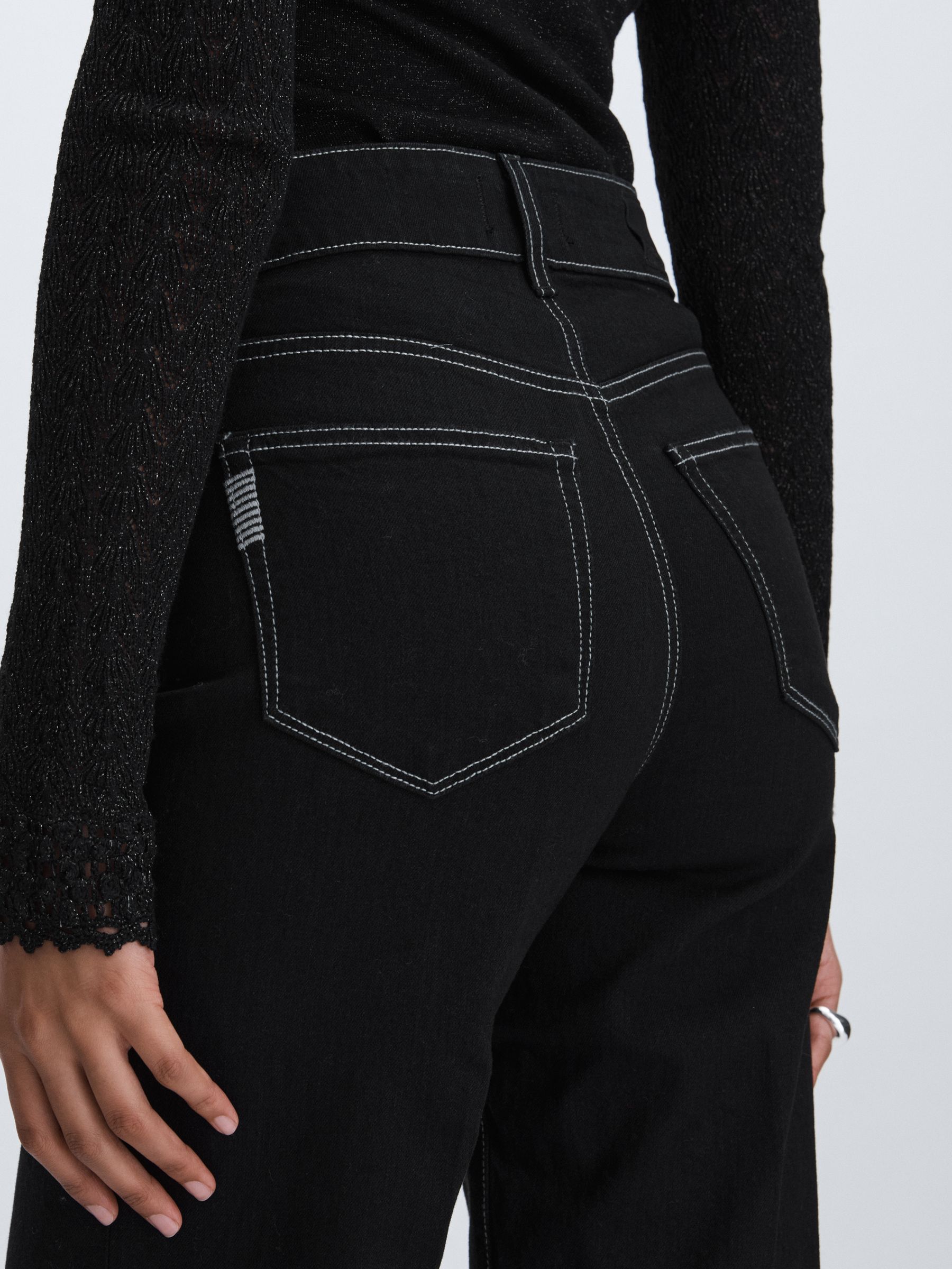 Paige Wide-Leg Cuffed Jeans in Black