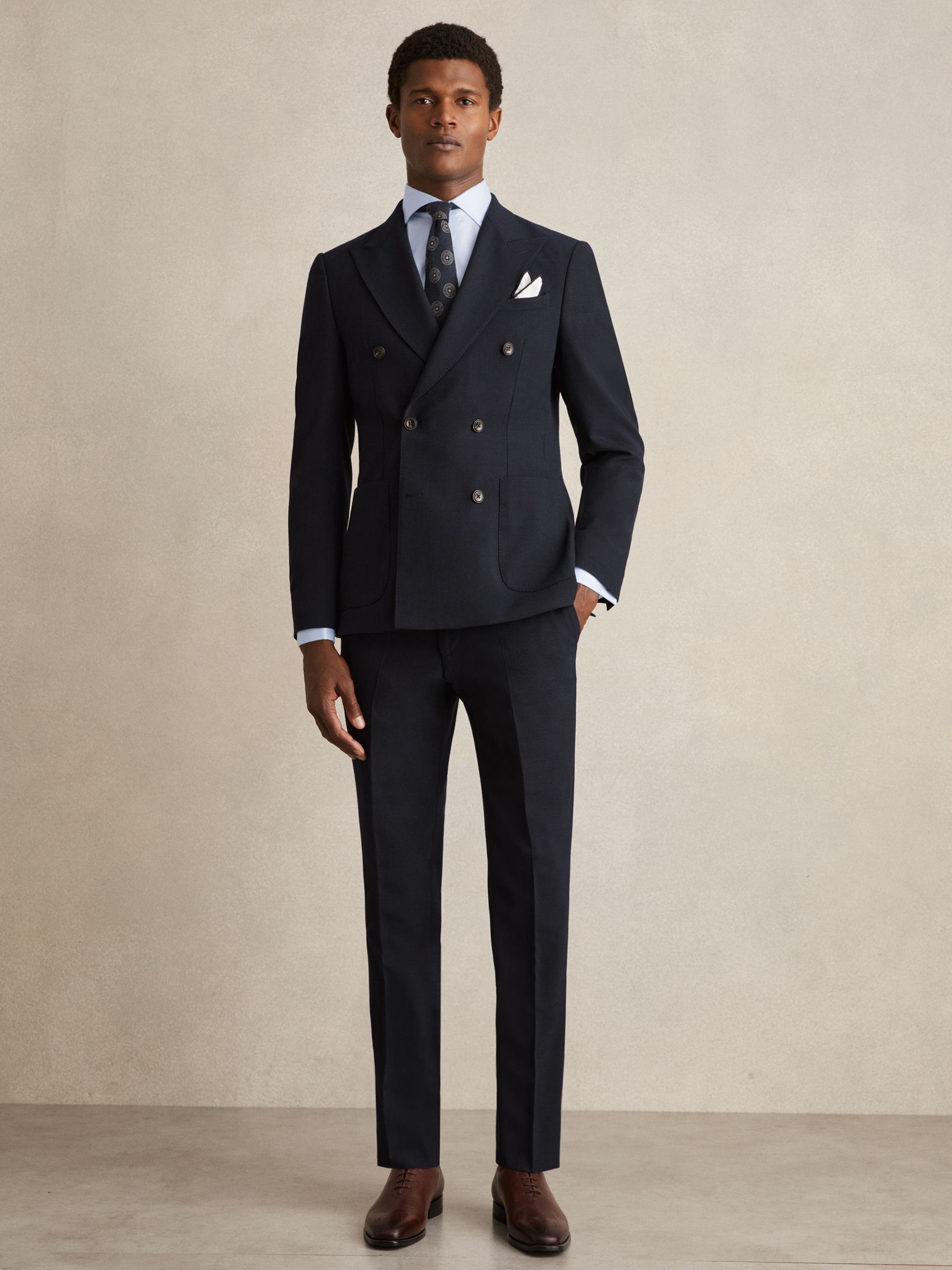 Regular Fit Cotton Double-Cuff Shirt in Soft Blue