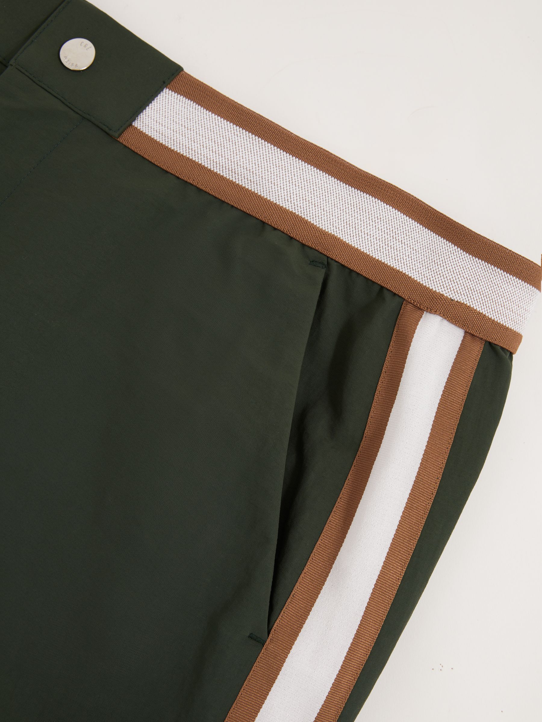 Reiss | Ché Stripe-Trim Swim Shorts in Pine Green