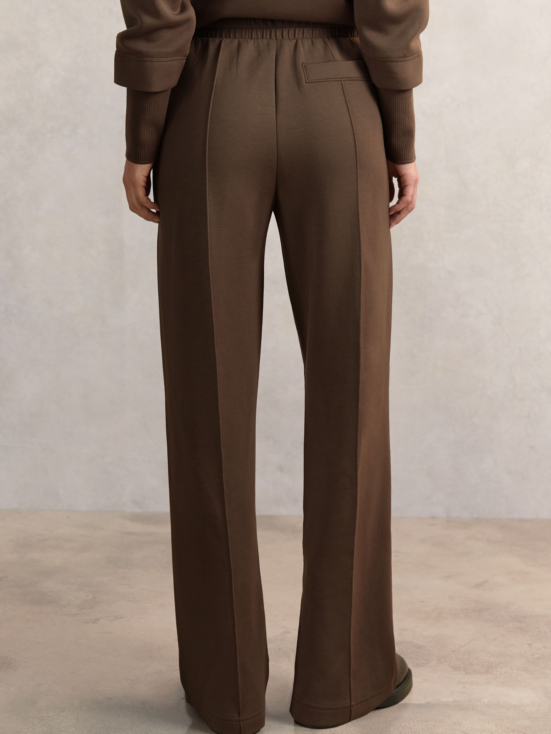 Interlock Wide-Leg Joggers in Chocolate