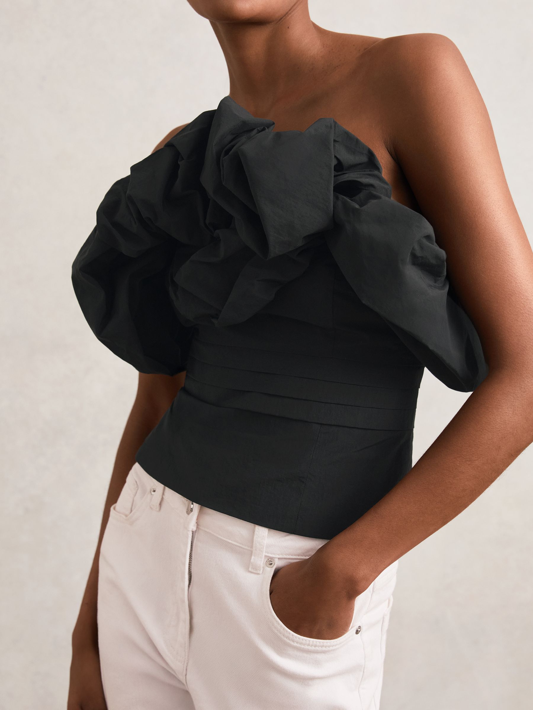 Sculptural Strapless Top in Black