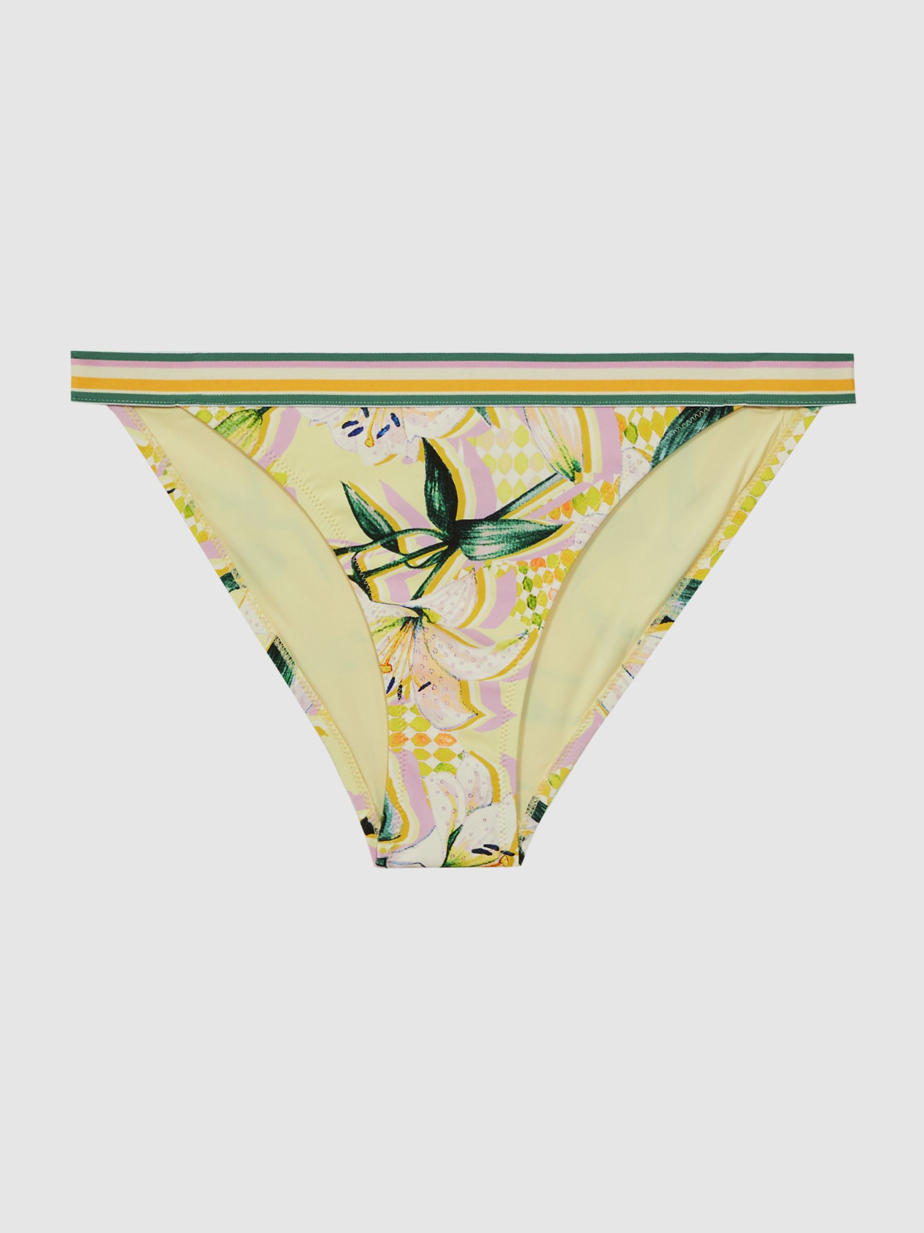 Floral Print Bikini Bottoms in Yellow Print