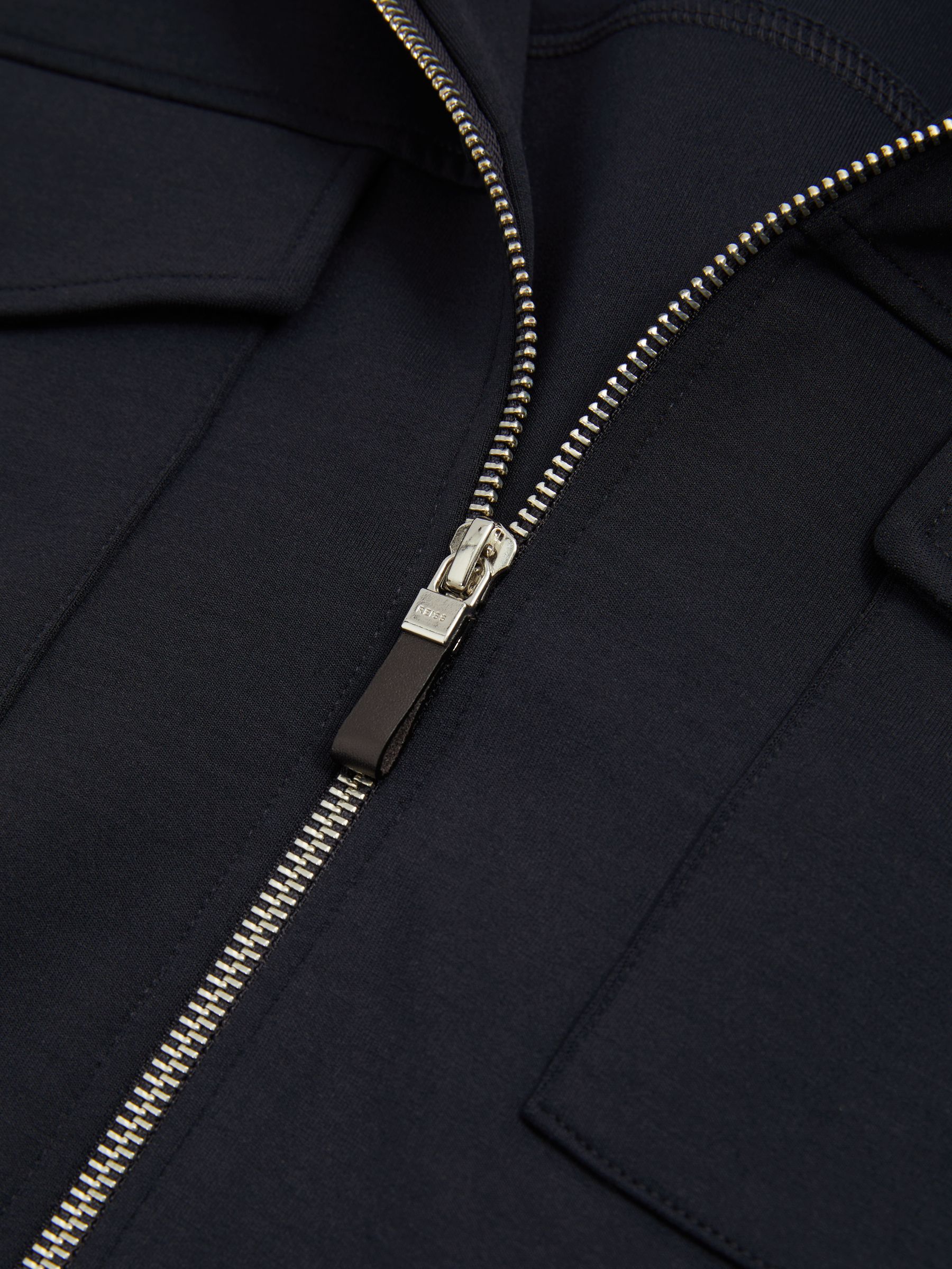 Interlock Jersey Zip-Through Jacket in Navy Blue