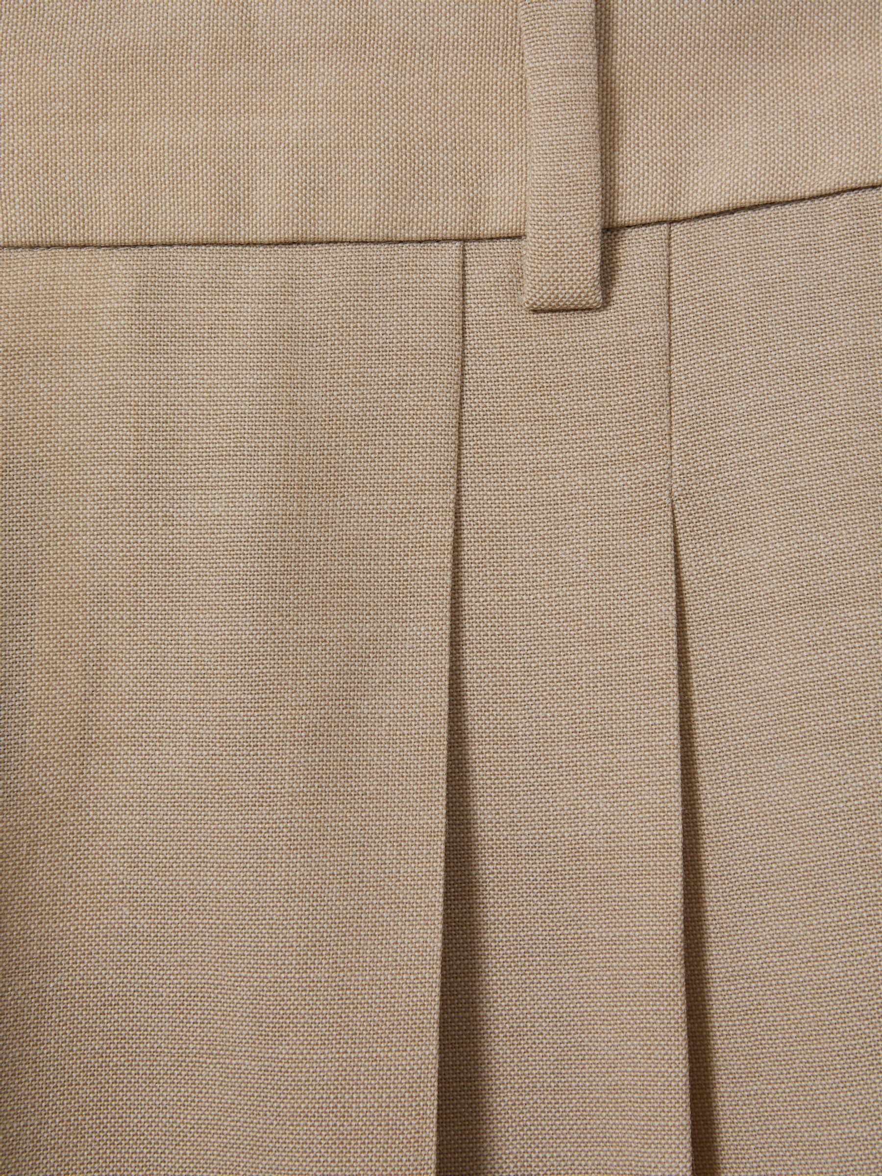 Wool Pleat Front Wide Leg Suit Trousers in Neutral