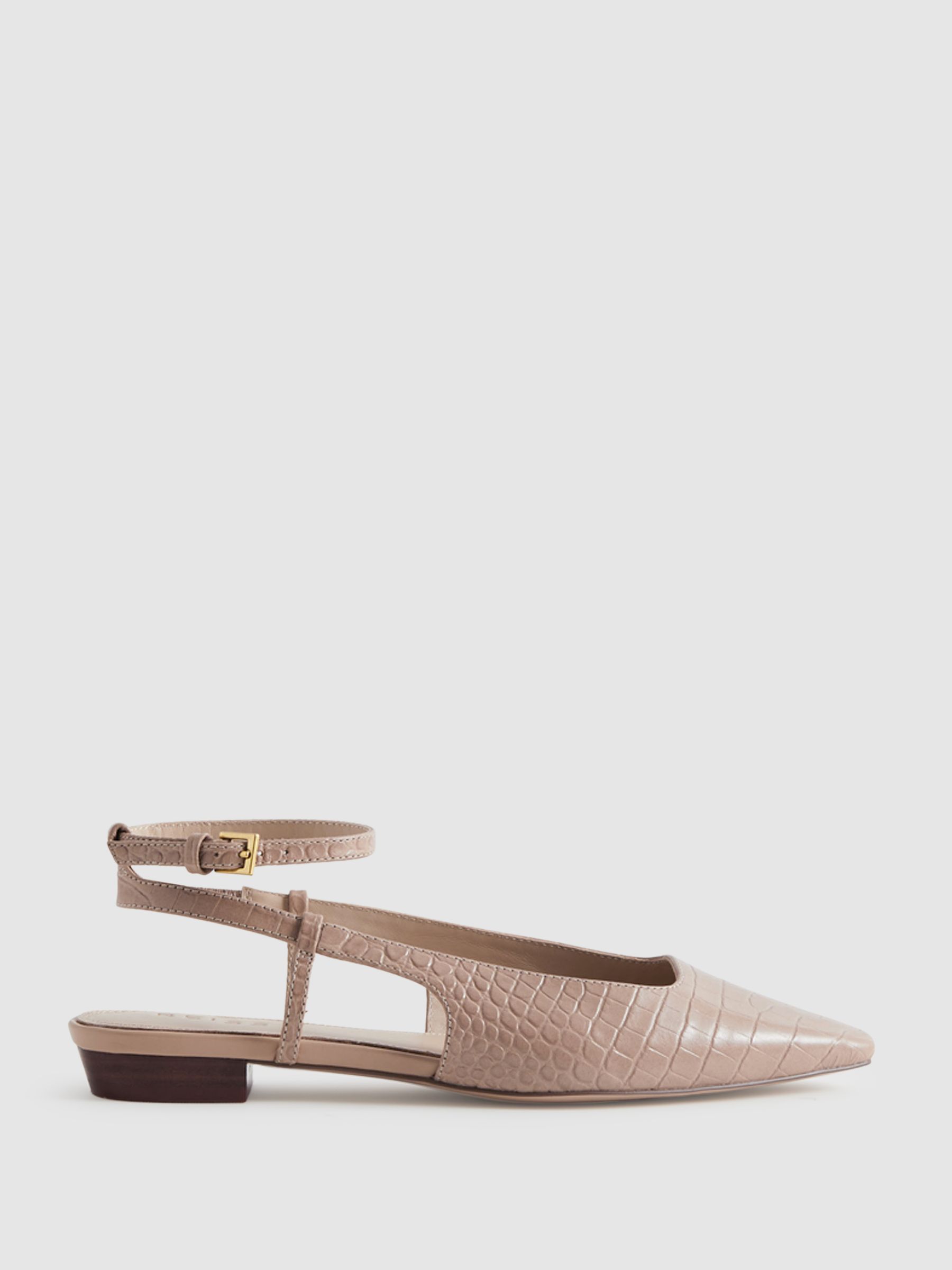 Leather Slingback Ballerina Flats in Nude