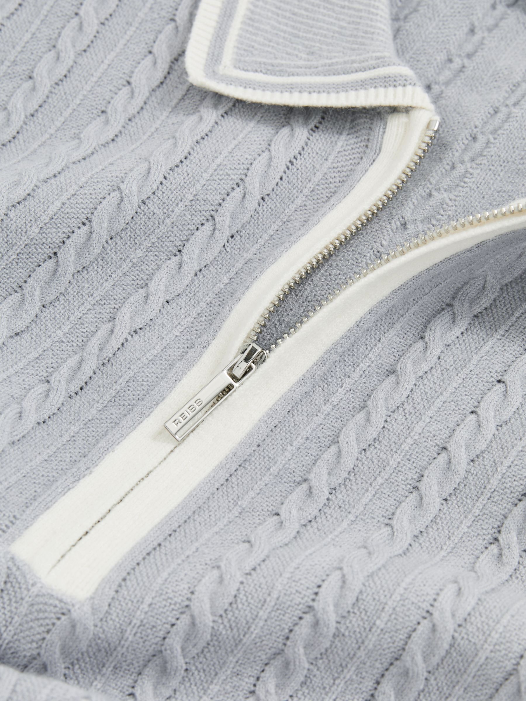 Micro-Cable Half-Zip Polo Shirt in Soft Blue