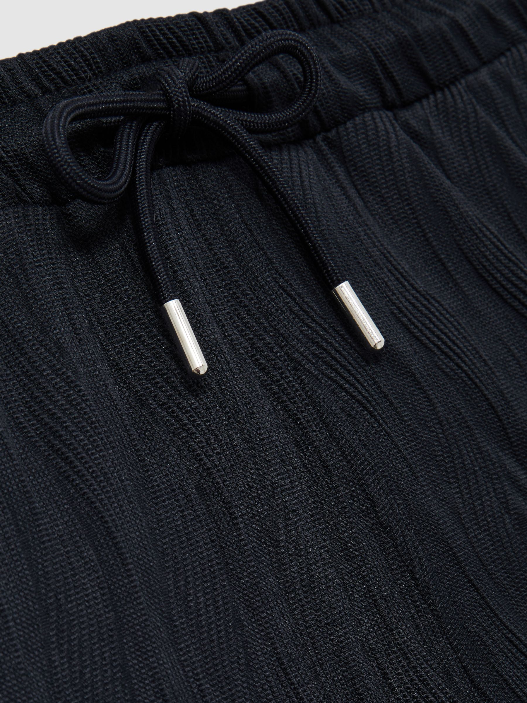 Wave Jacquard Drawstring Shorts in Navy