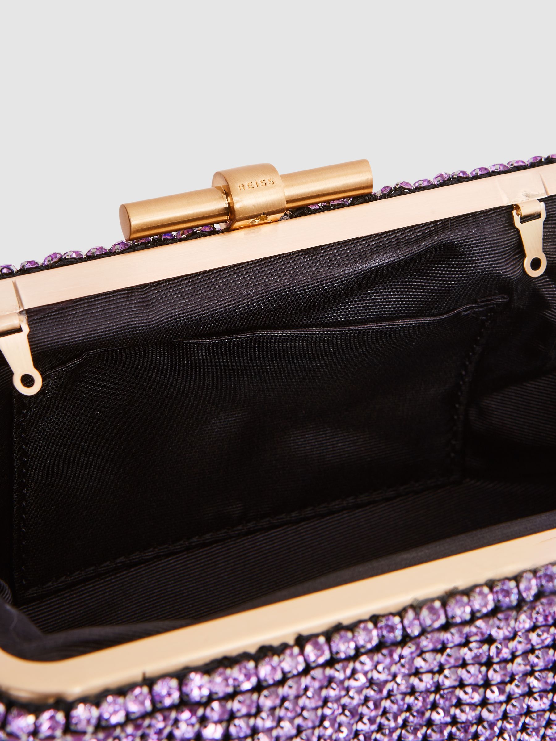 Embellished Clutch Bag in Mid Purple
