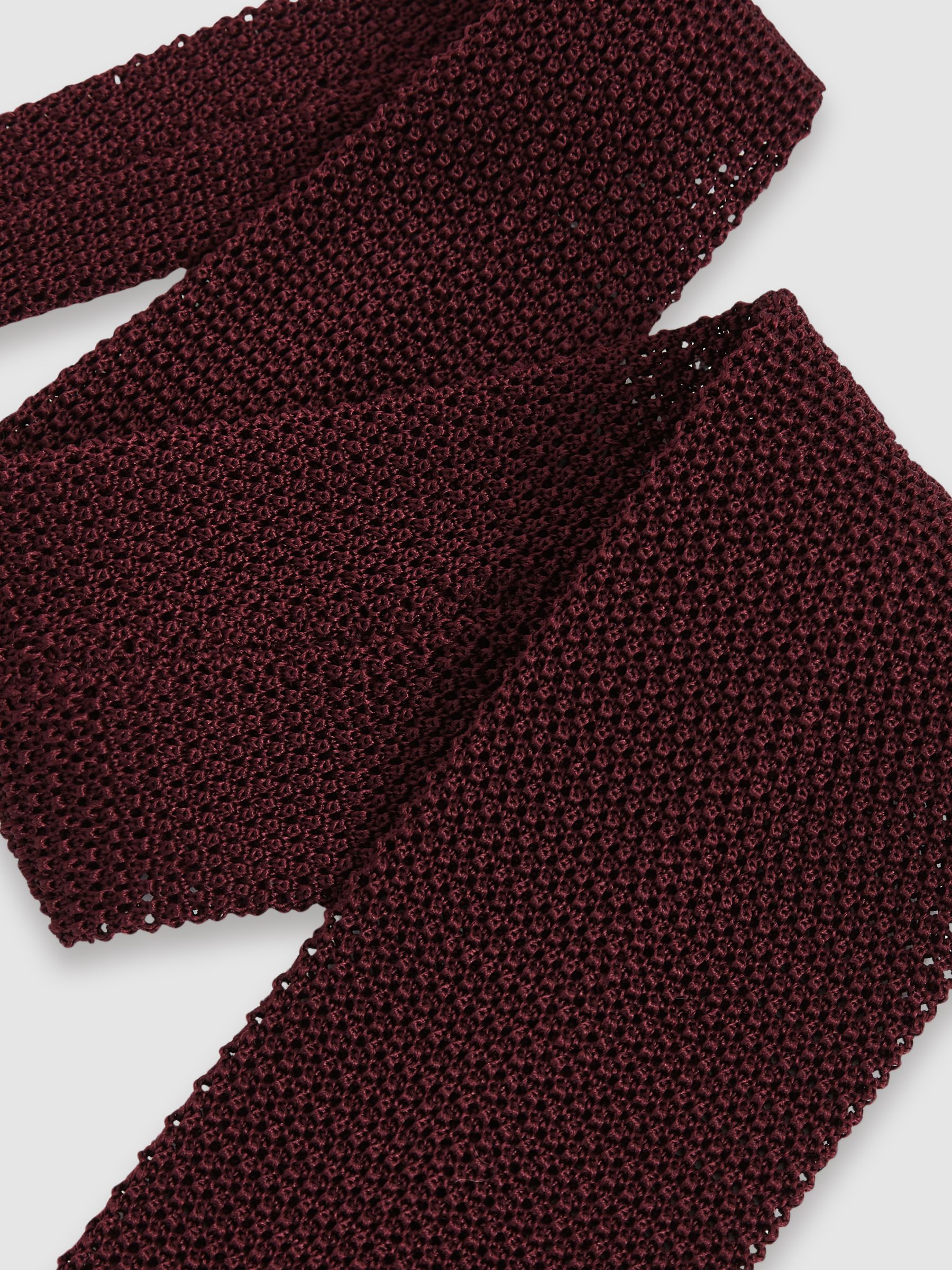 Silk Knitted Tie in Burgundy