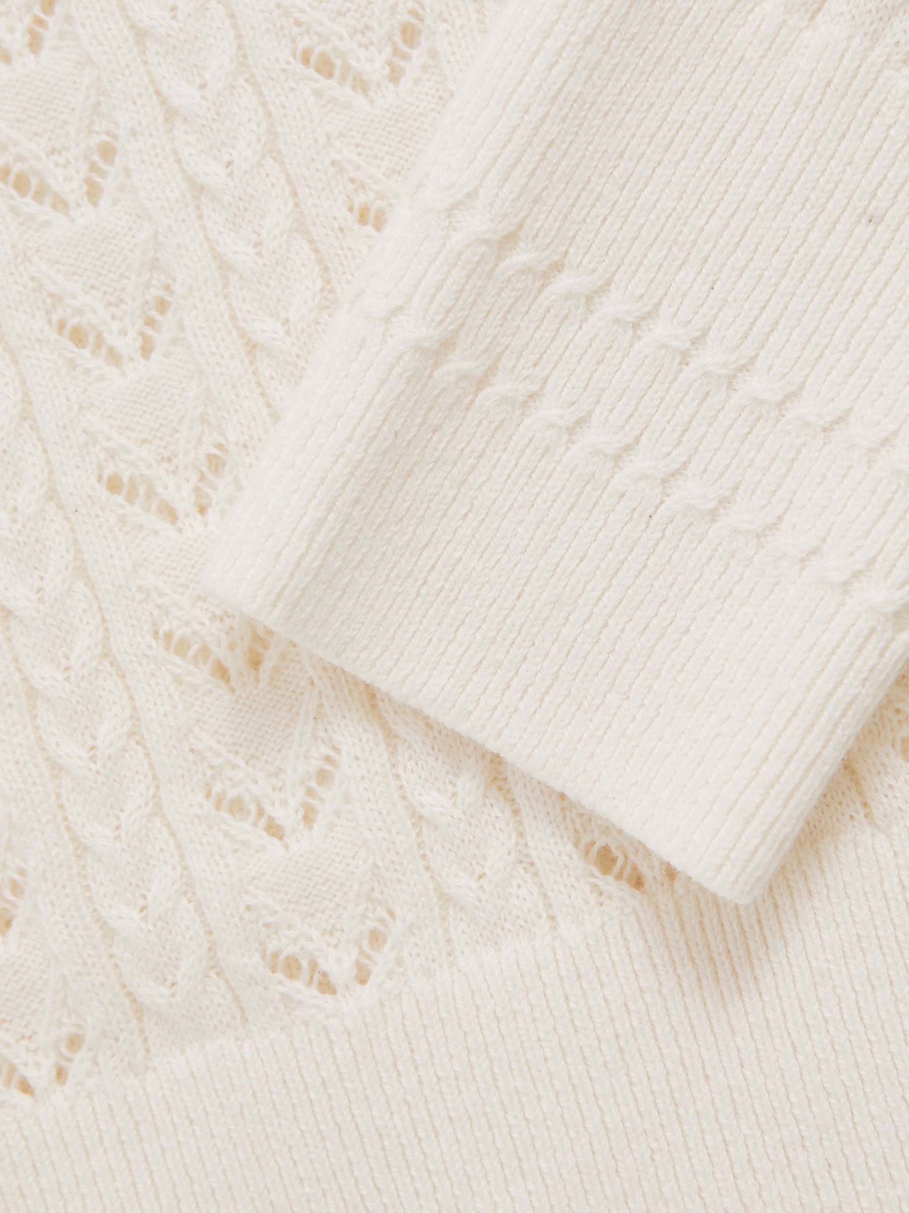 9-13 yrs Wool-Cotton Pointelle Jumper in Ivory