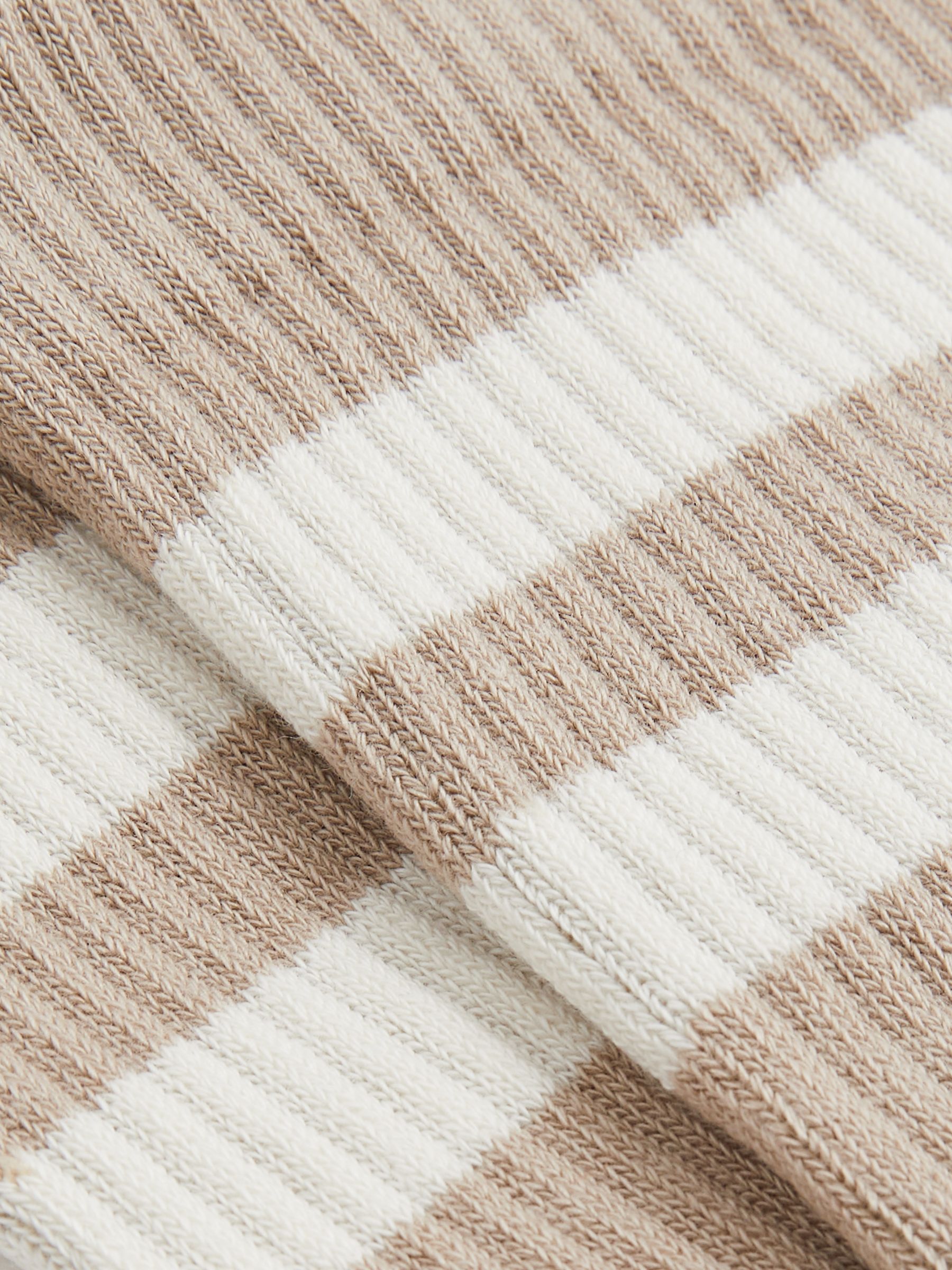 Cotton-Blend Double-Stripe Socks in Taupe/Ecru
