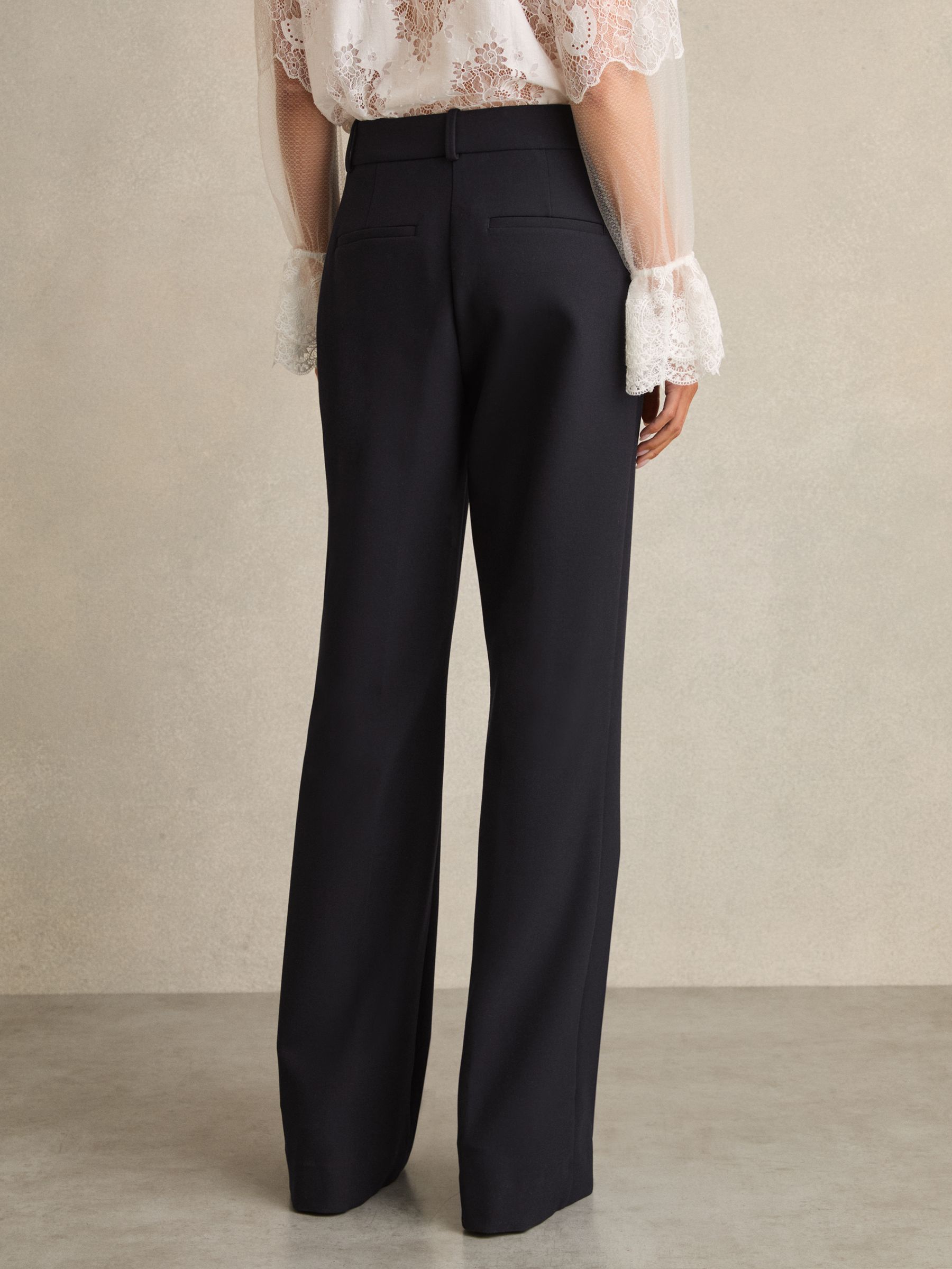 Flared Tailored Trousers in Navy