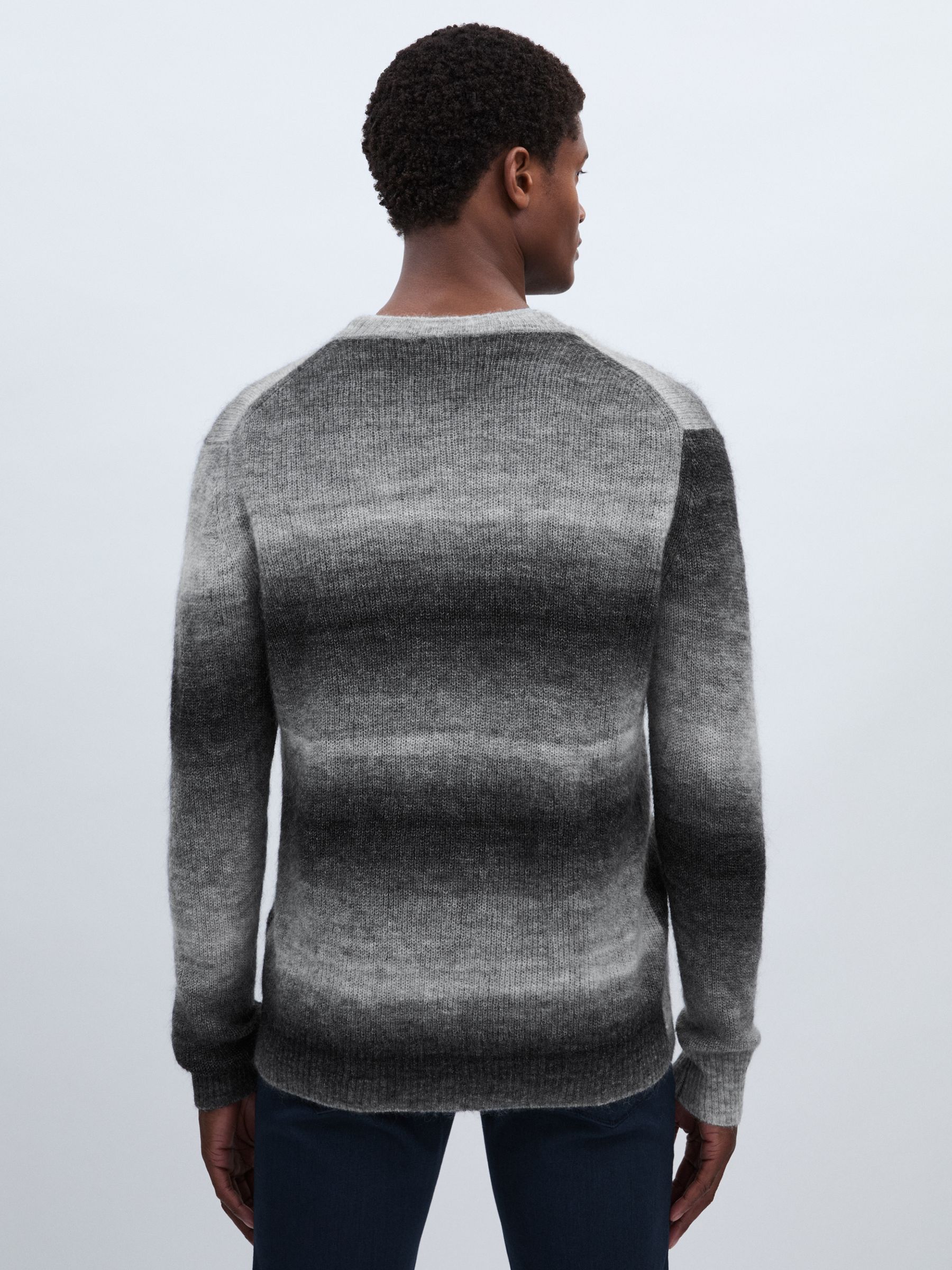 Paige Ombré-Striped Jumper With Mohair in Contrast Stripe Grey