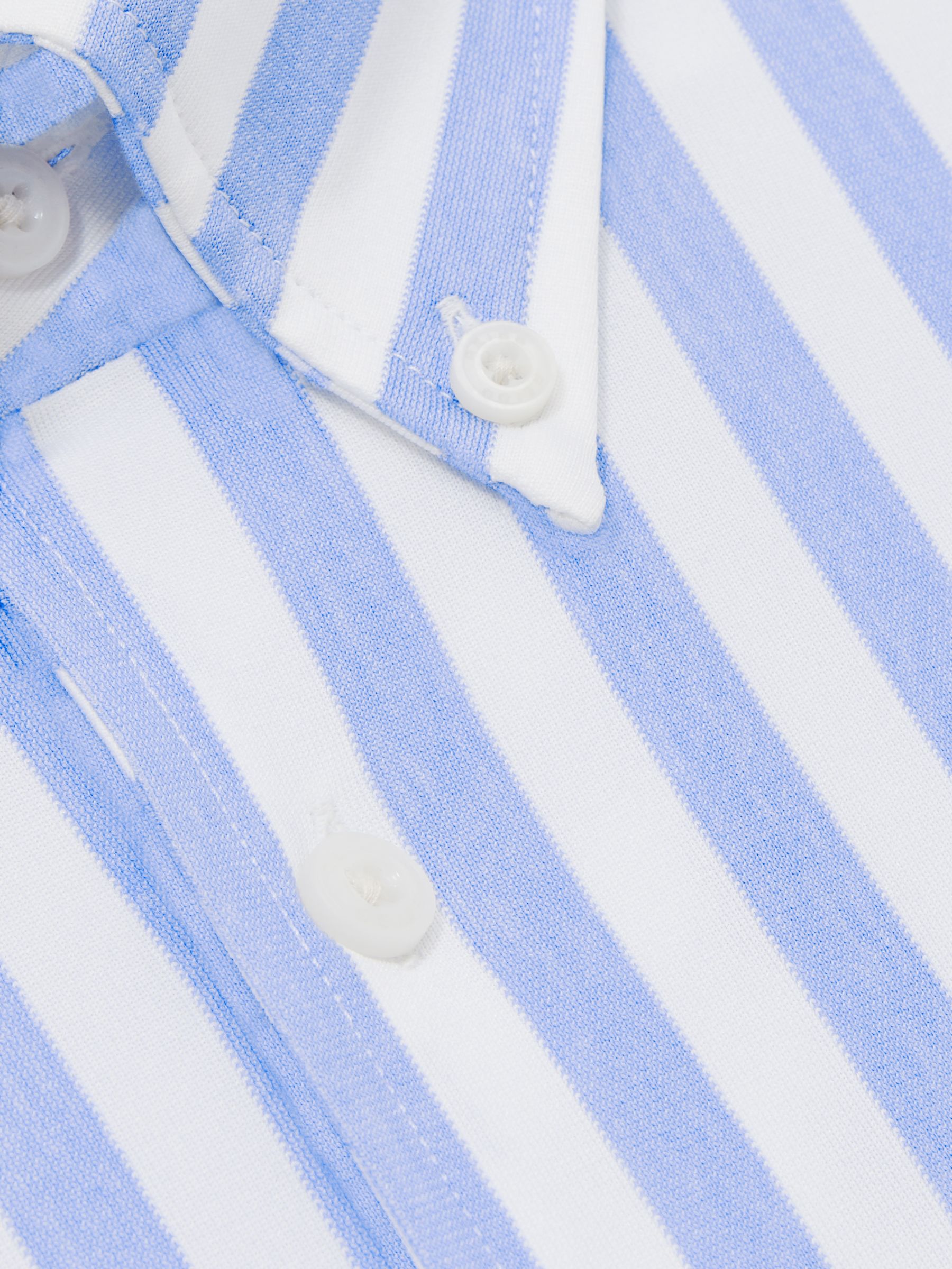Striped Jersey Button Down Shirt With Cotton in Pale Blue Stripe