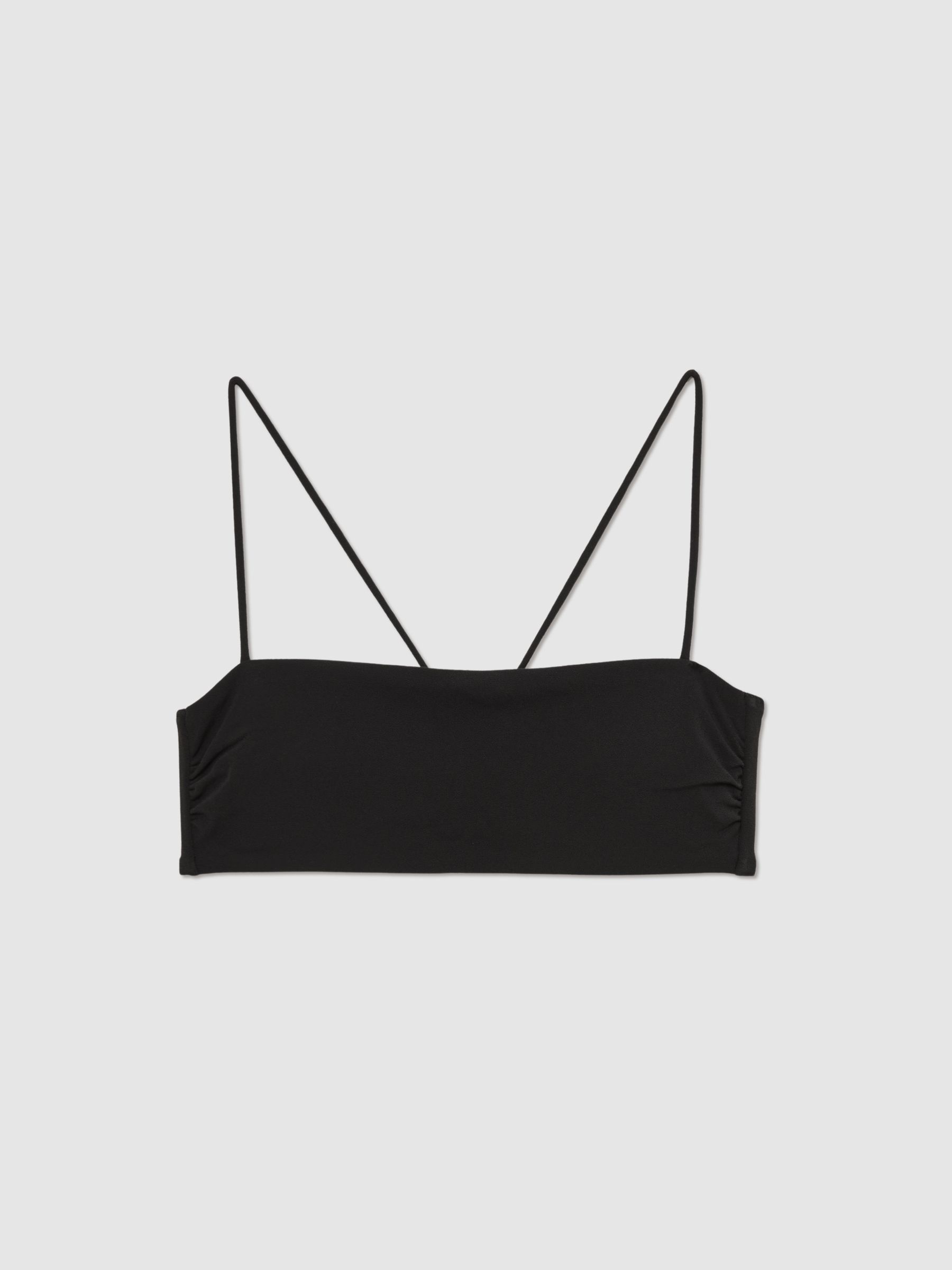 Crepe Bandeau Bikini Top in Black