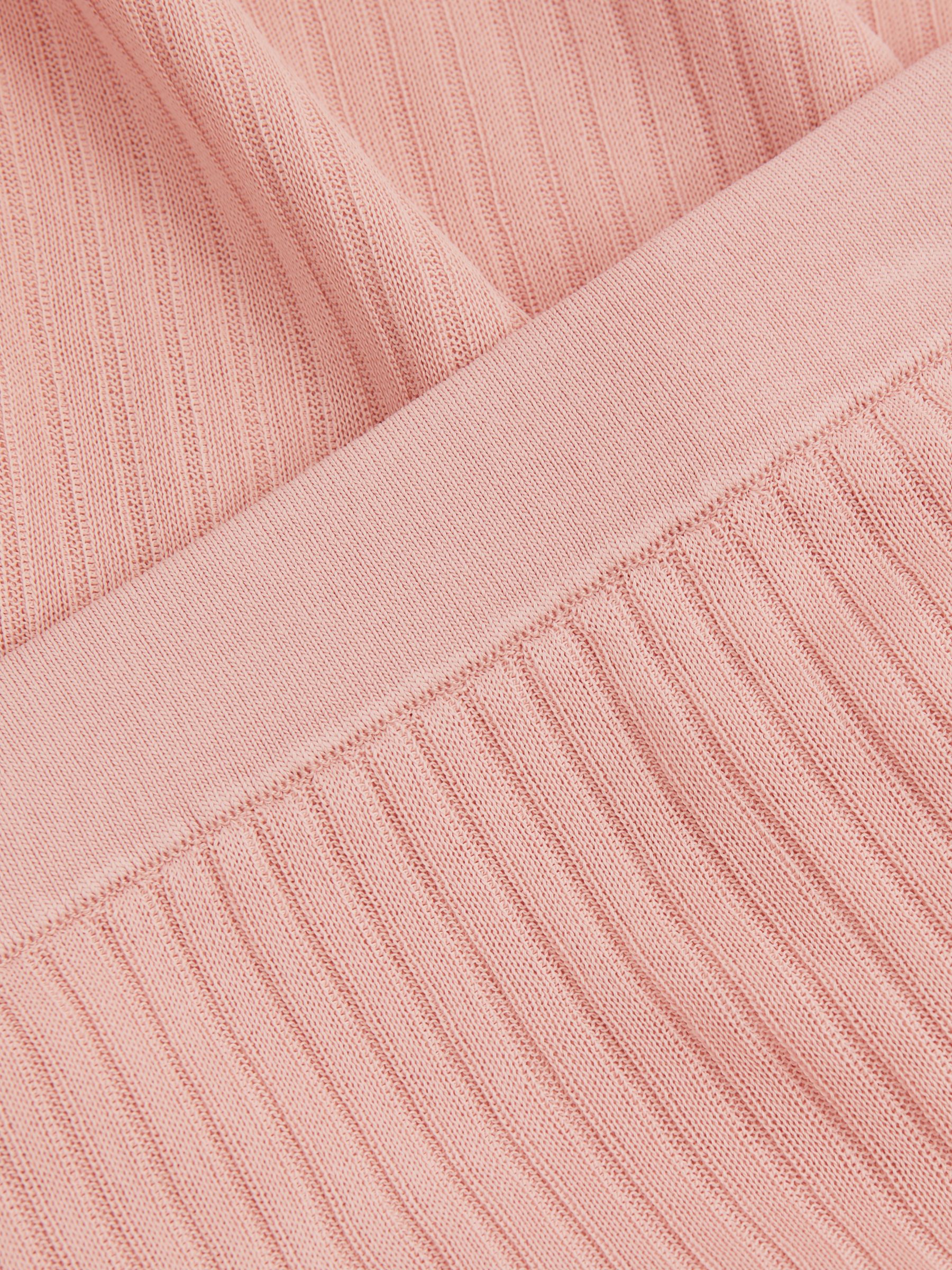 Carrie Pink Anna Quan Sheer Ribbed Knitted Midi Skirt