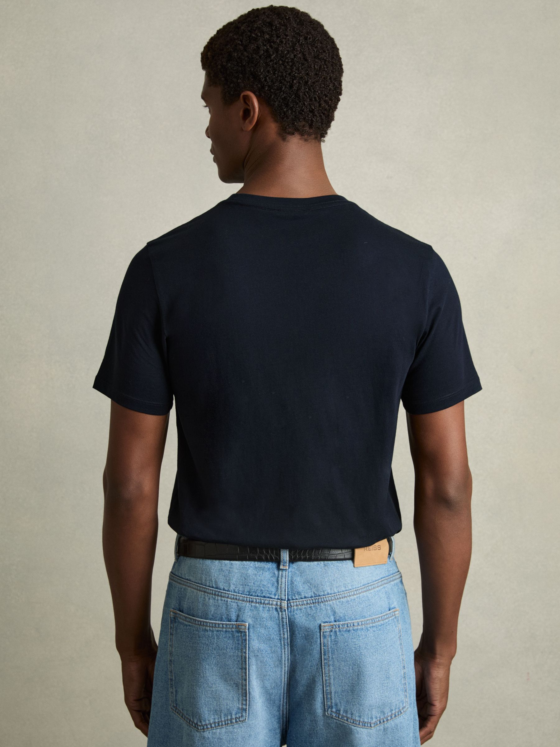 Cotton Crew Neck T-Shirt in Navy