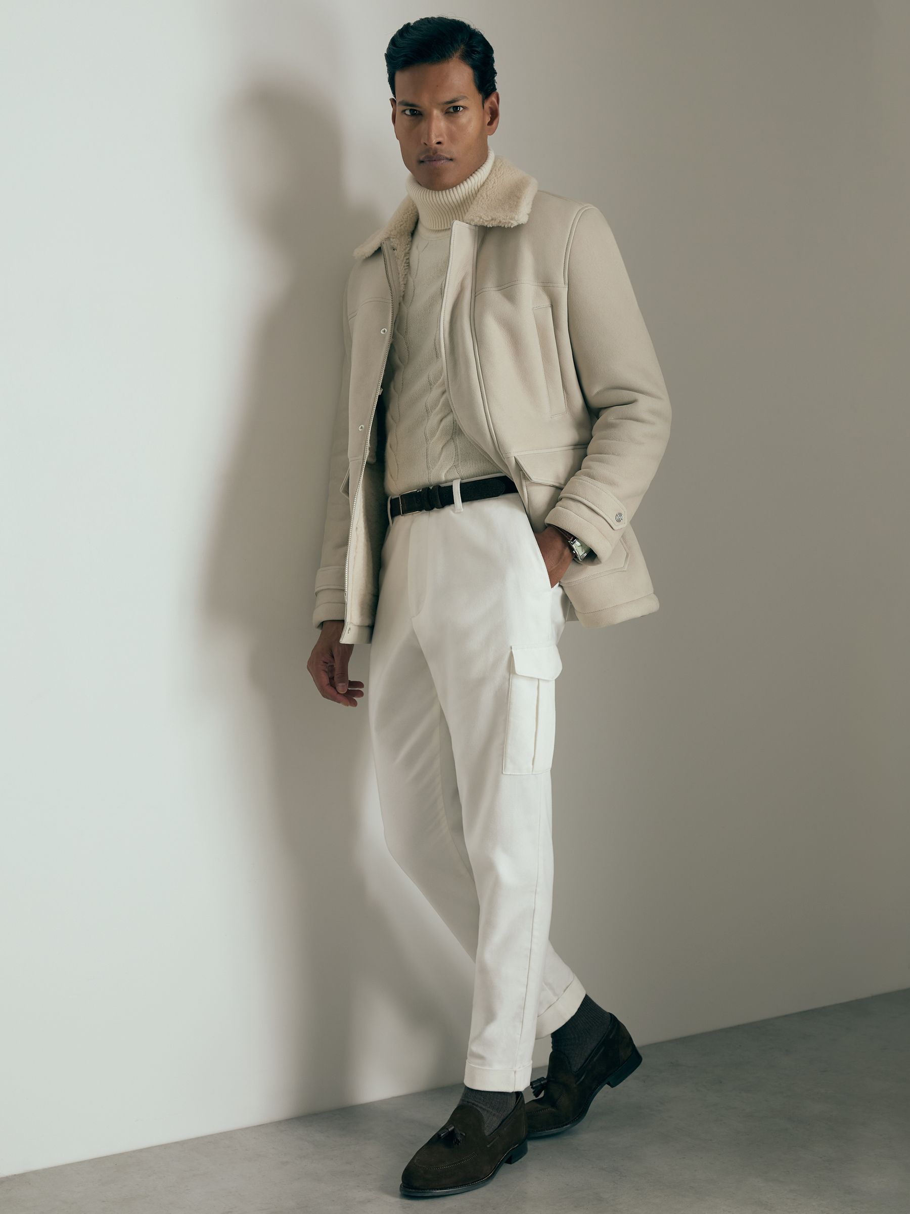 Atelier Cotton-Moleskin Cargo Trousers in White