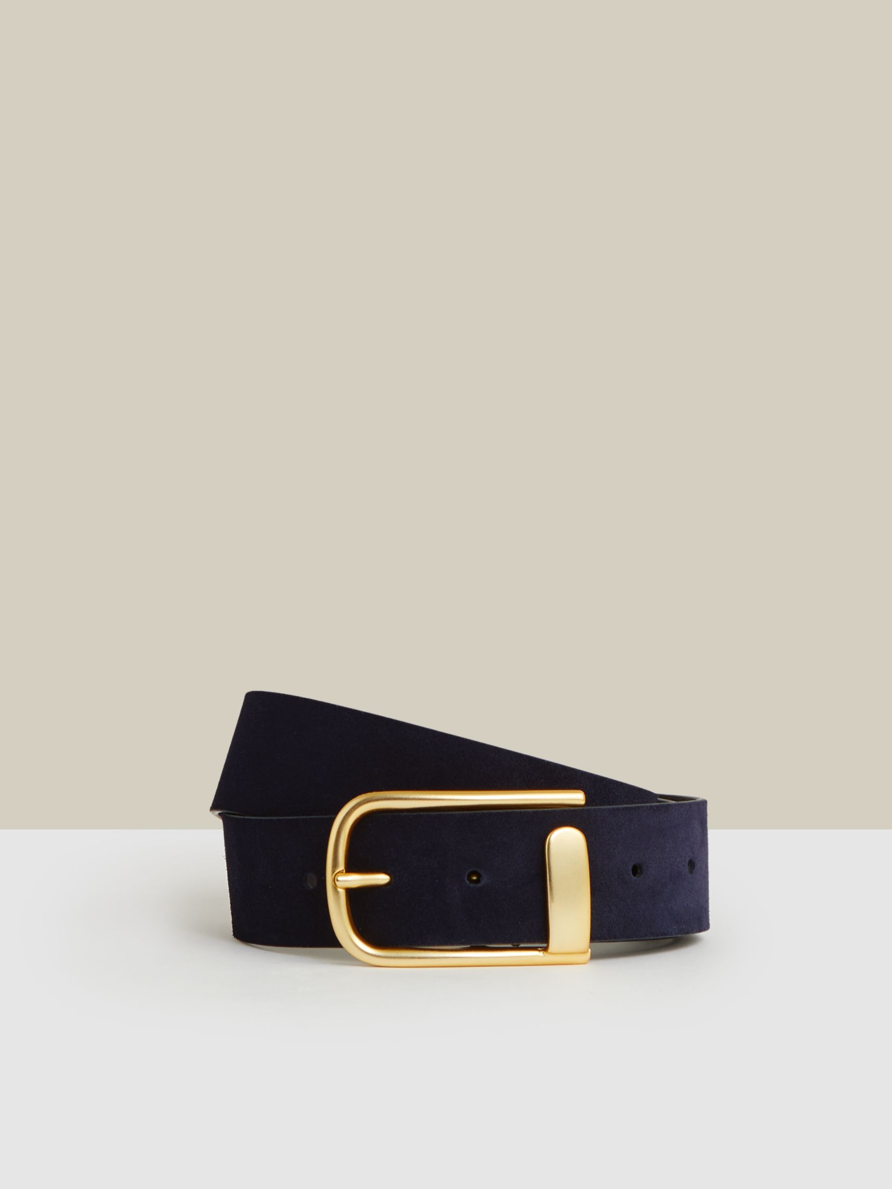 Suede Half Keeper Belt in Navy