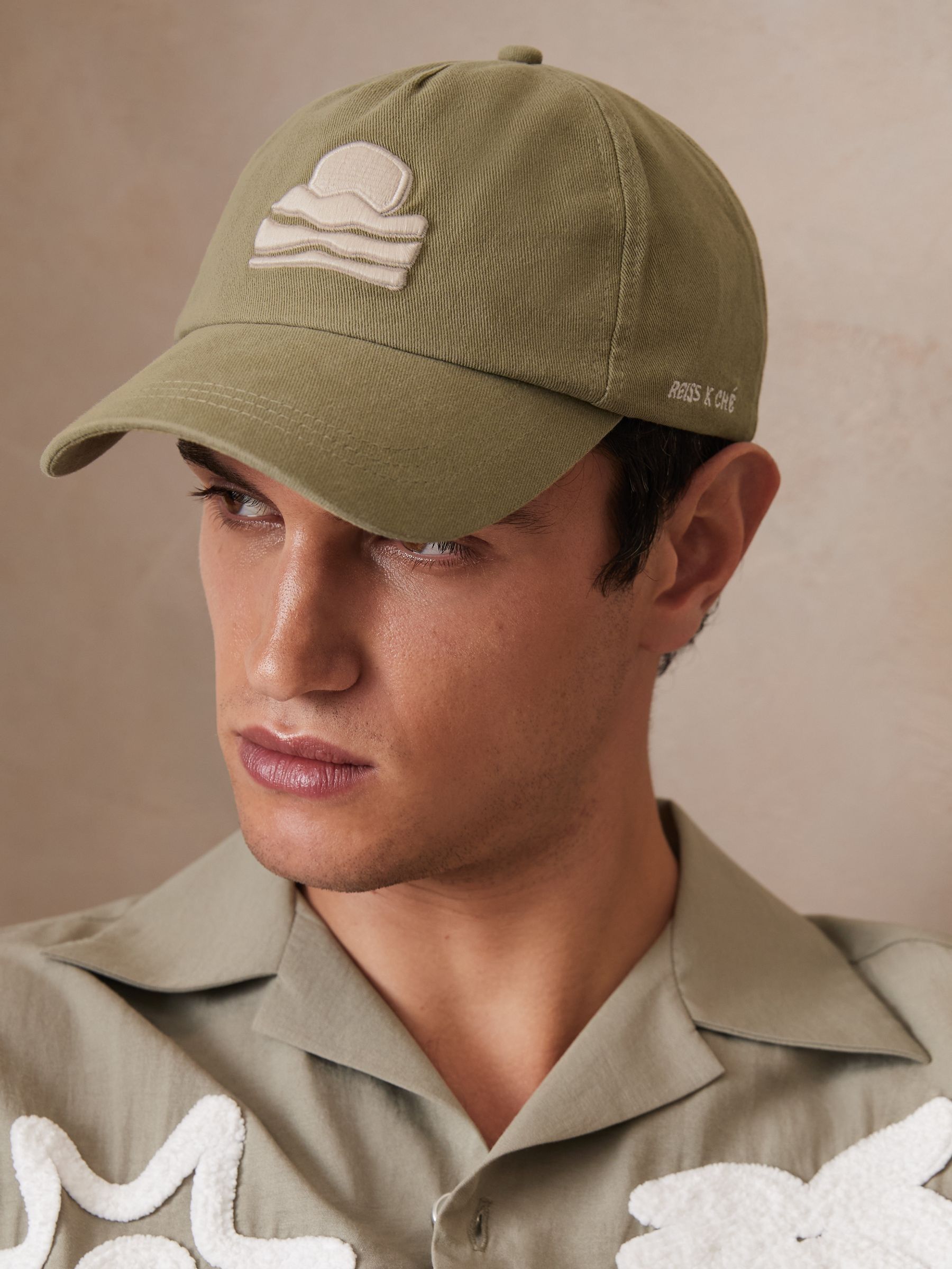Sunset-Embroidered Cap in Washed Sage