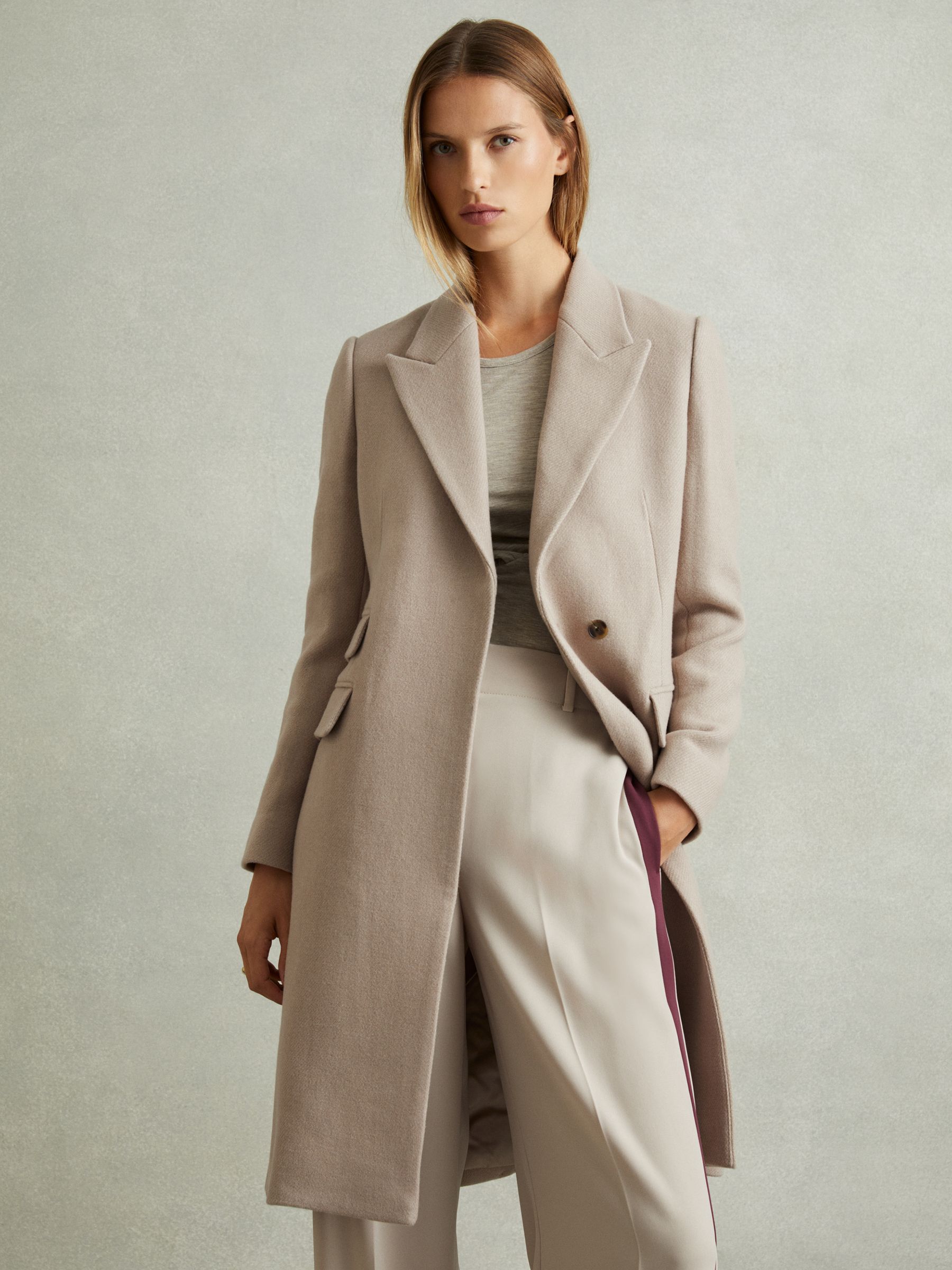 Wool-Blend Coat in Stone