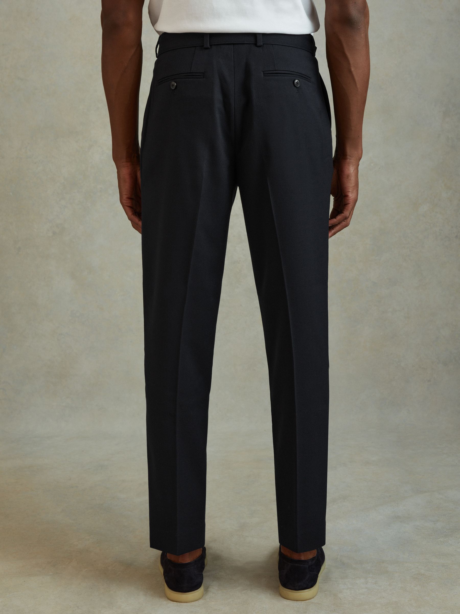 Belted Cropped Trousers in Navy