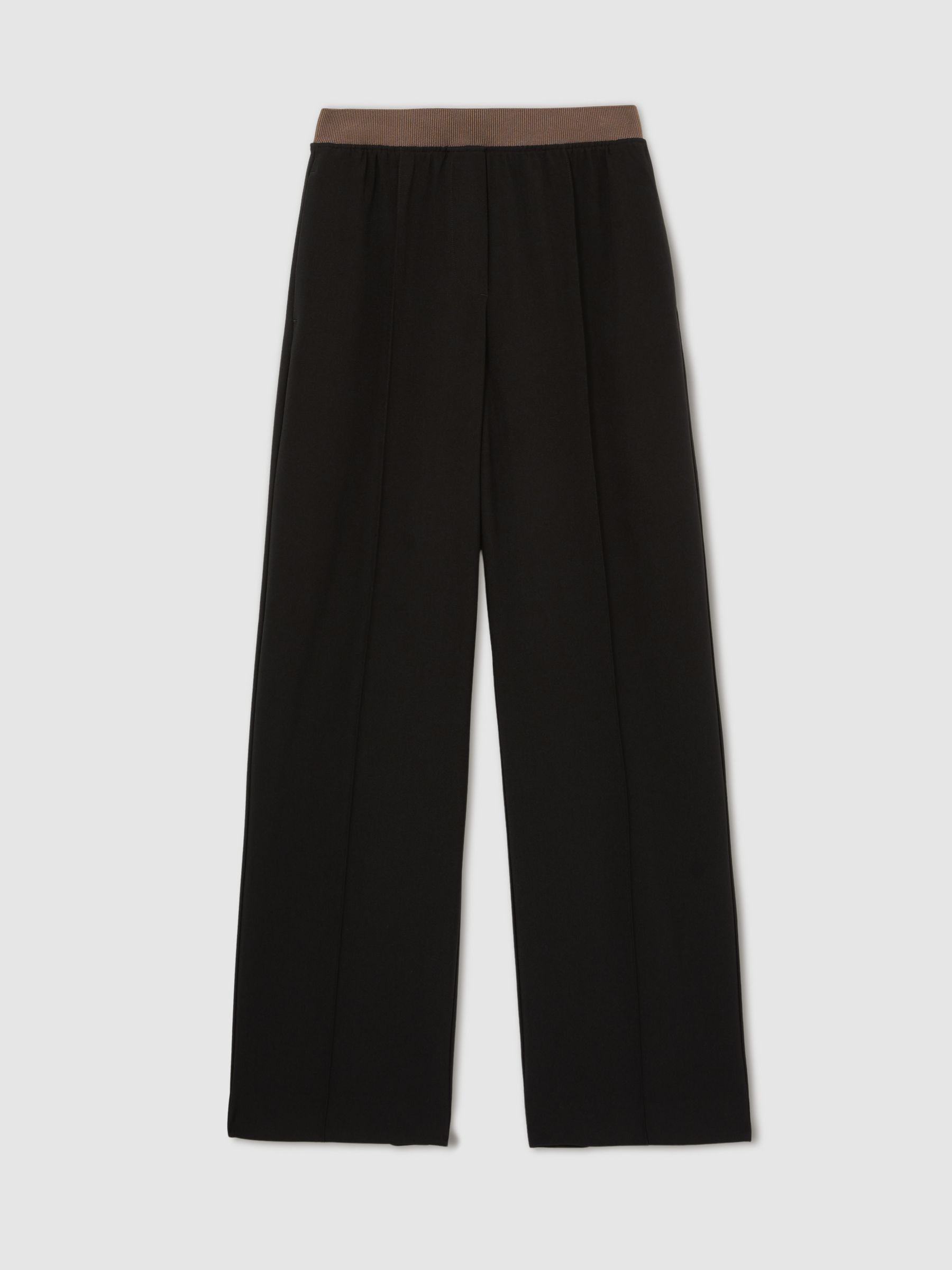 Wide-Leg Elasticated-Waist Trousers in Black