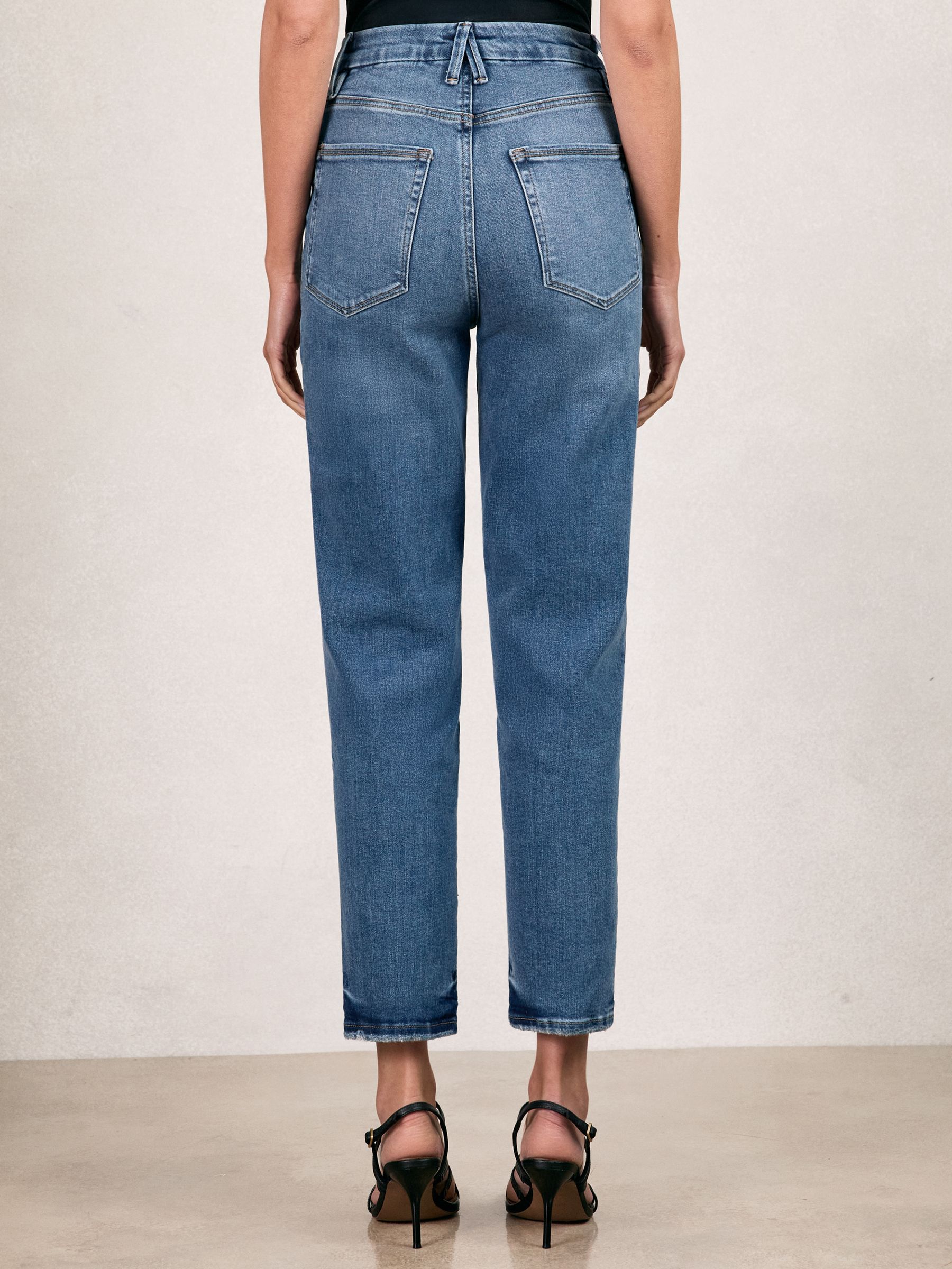 Straight Compression Jeans in Indigo Blue