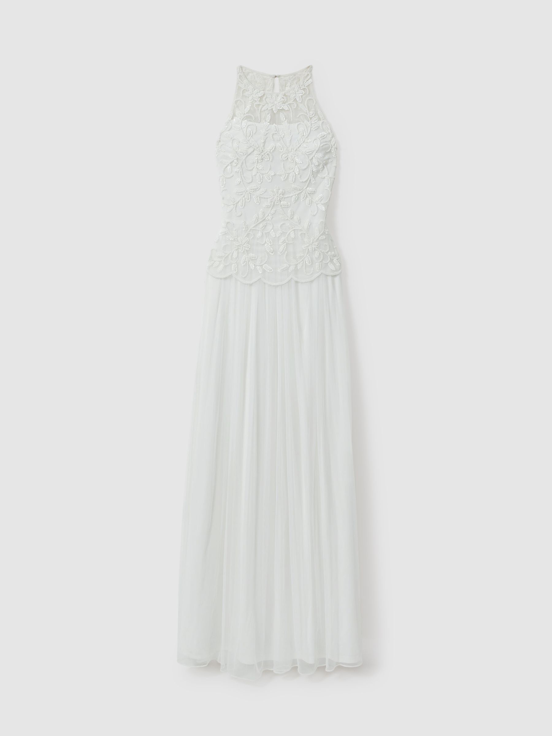 Raishma Embellished High Neck Maxi Dress in Ivory