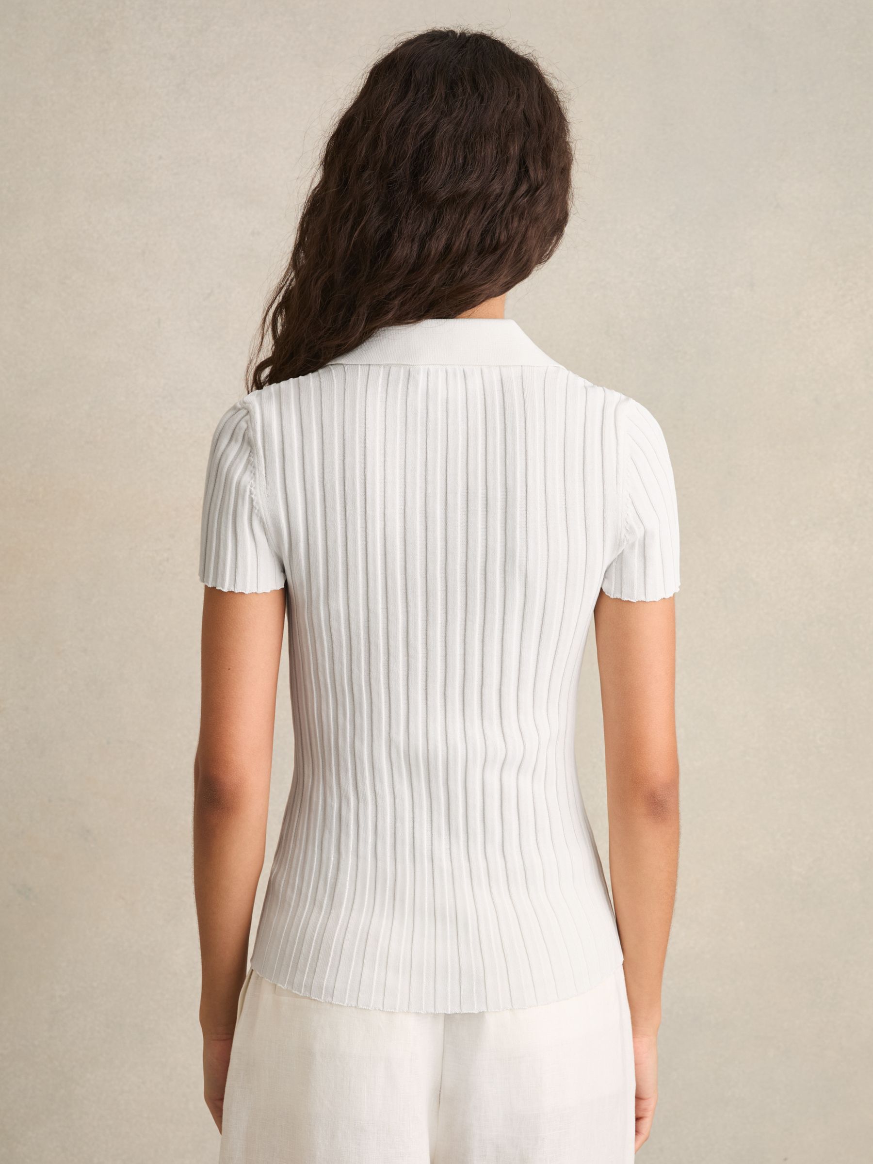 Lace Up Rib Knit Top in Ivory