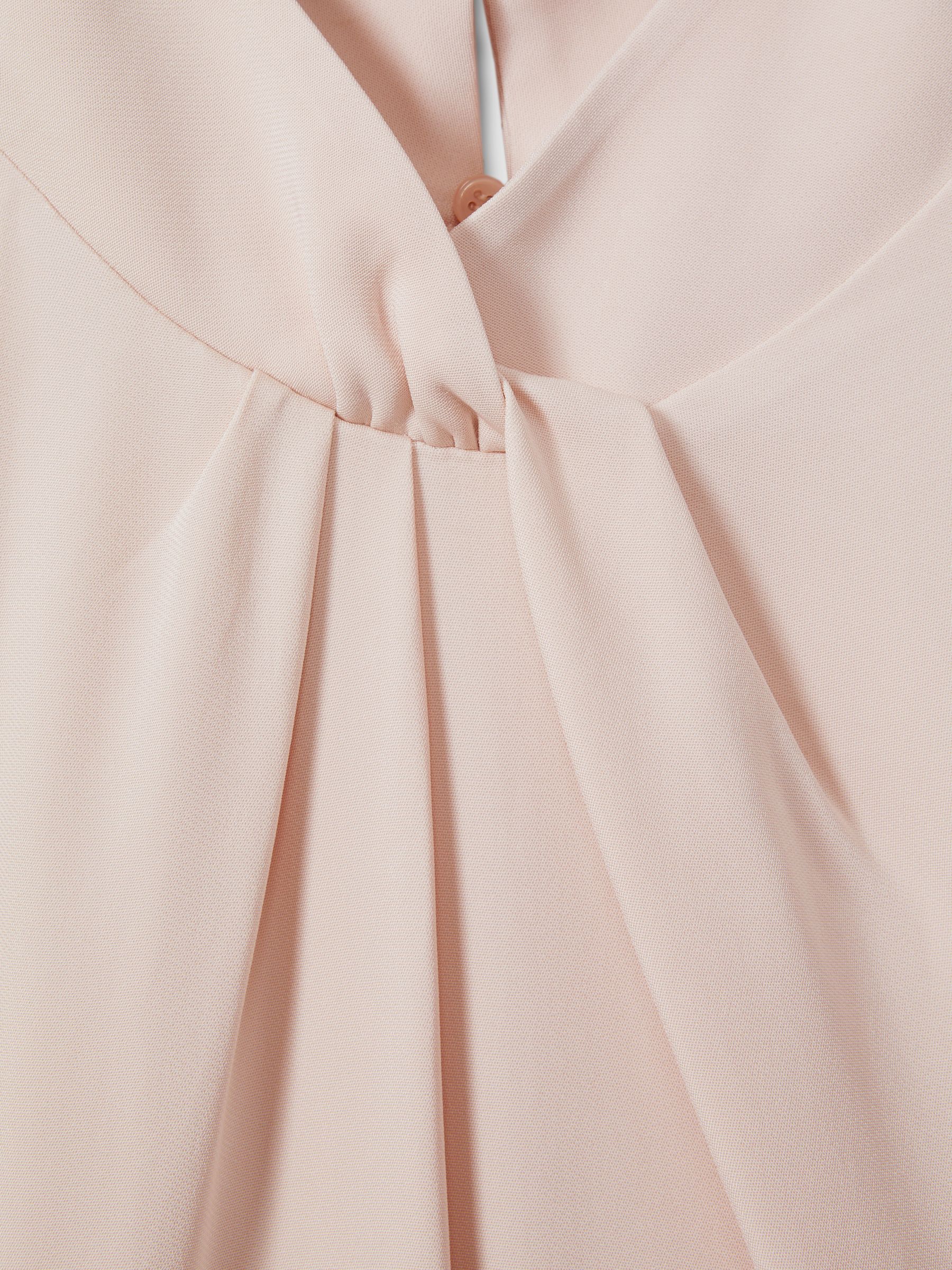 Twist Neck Cut Out Midi Dress in Nude