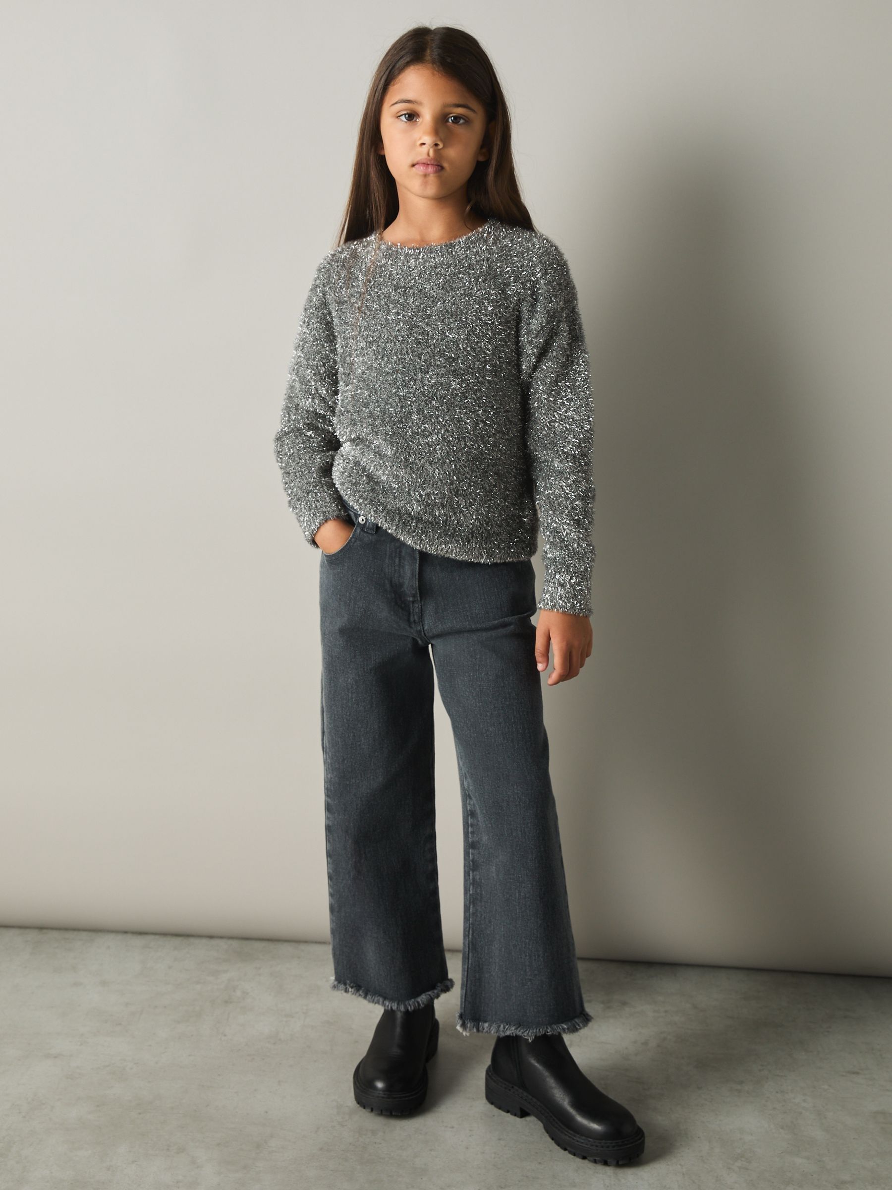 9-13 yrs Tinsel-Yarn Jumper in Silver