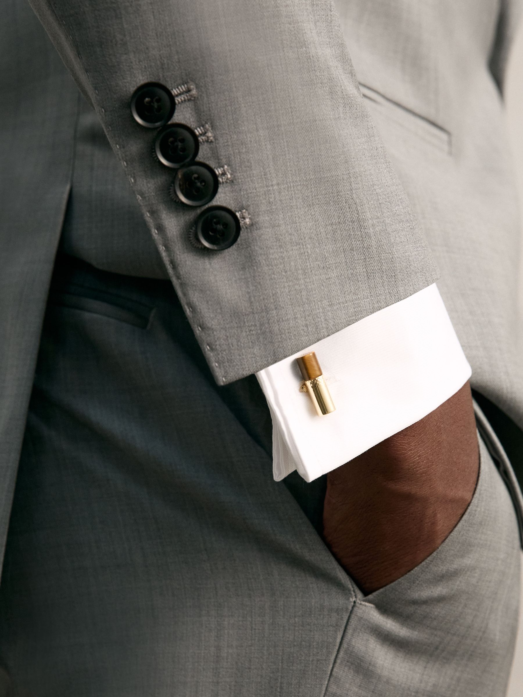 Stone Insert Barrel Cufflinks in Gold/Tortoiseshell