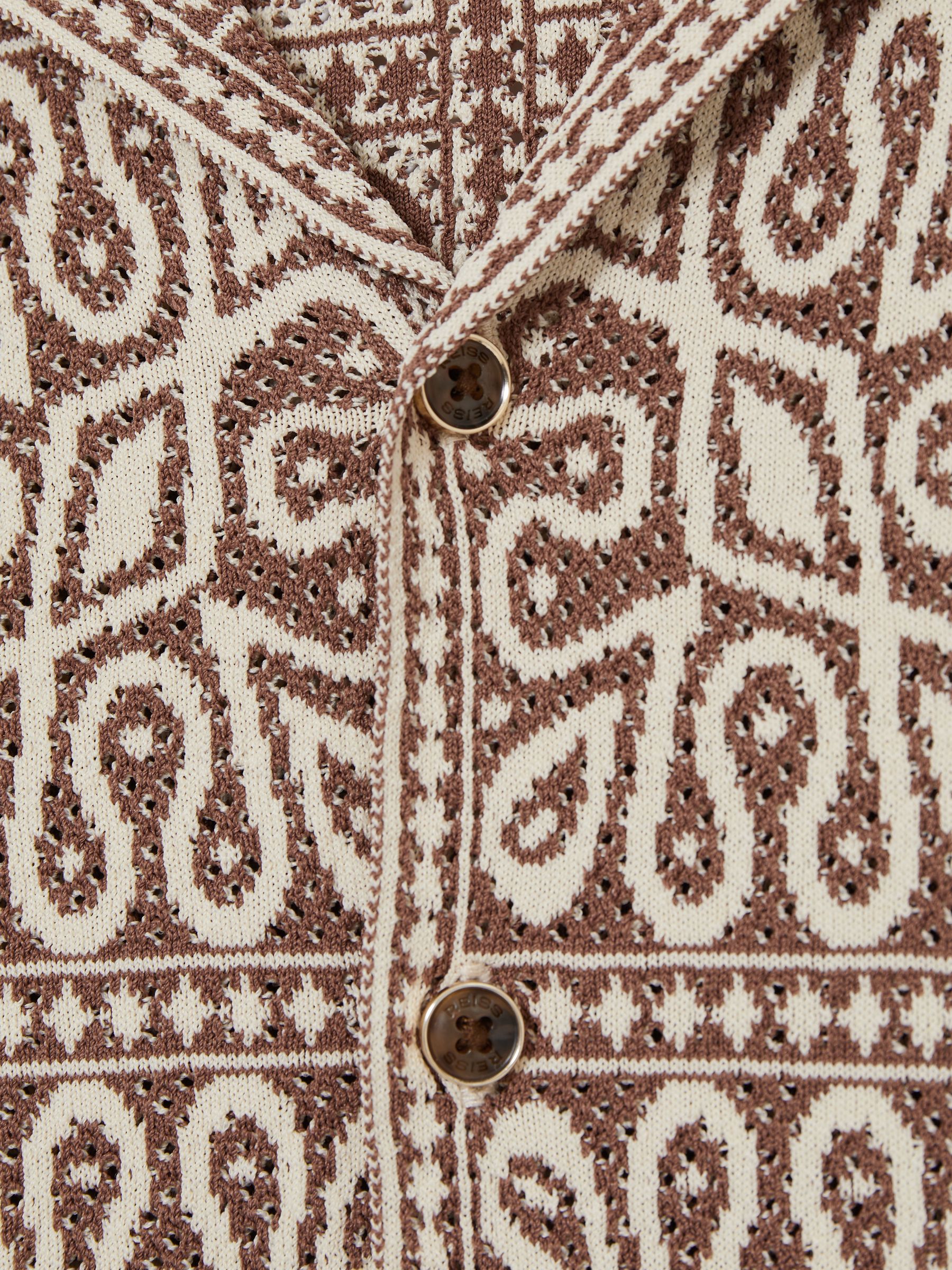 9-13 yrs Tile Pattern Knit Shirt in Brown/Off White